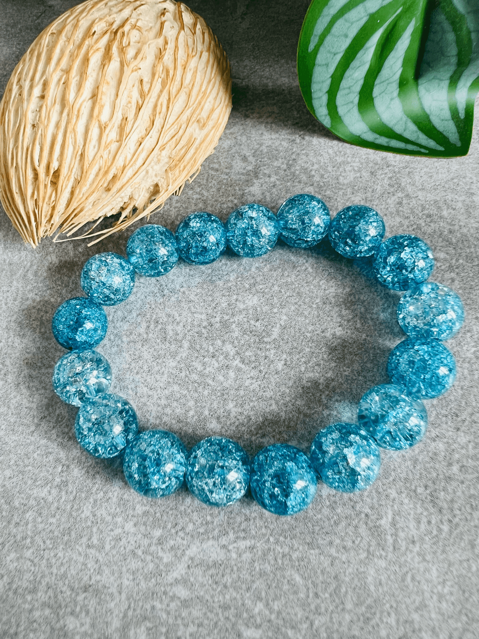 Bracelet BLEU perles effet craquelé - Créations Uniques