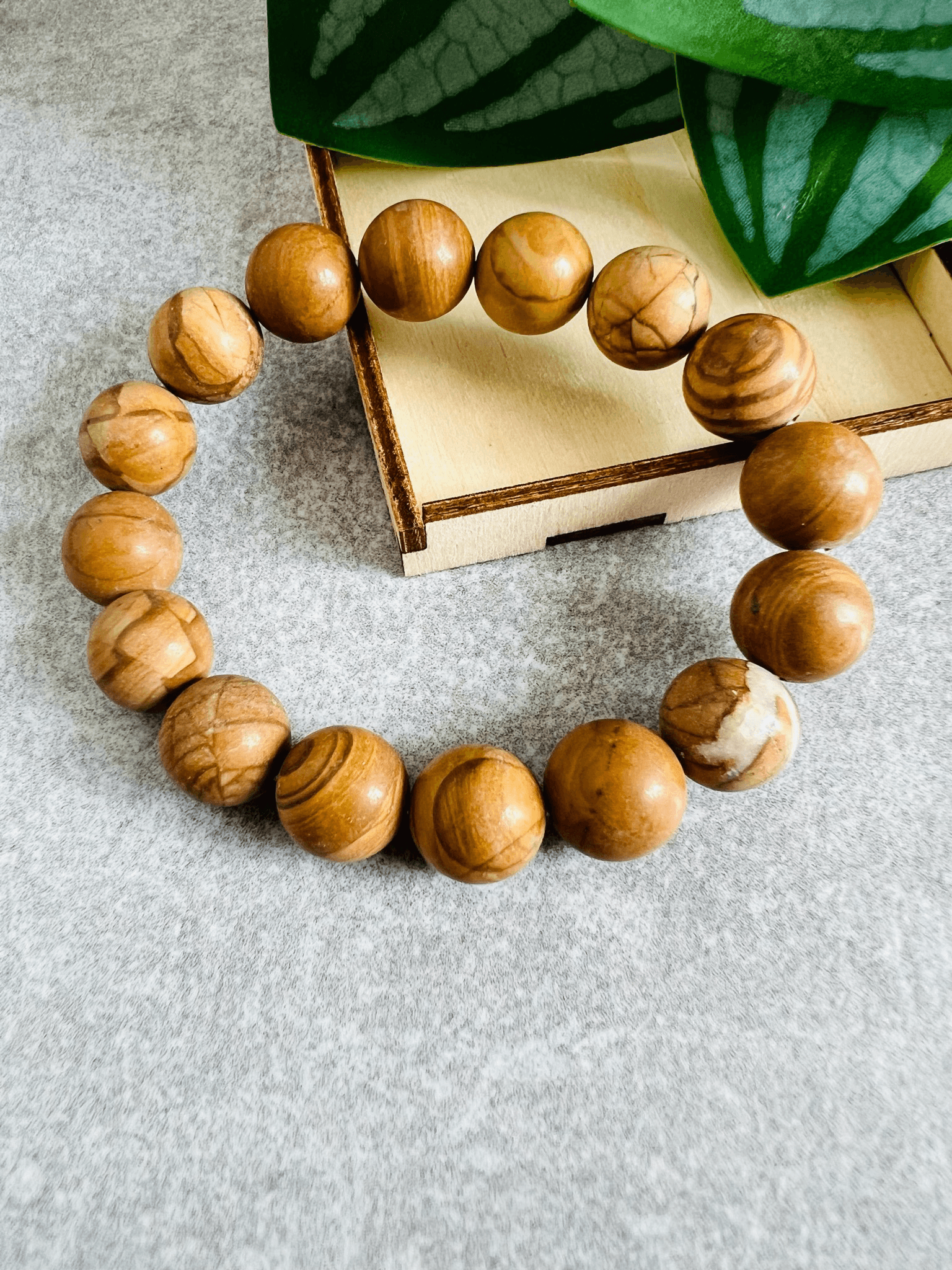 Bracelet MARRON perles effet bois - Créations Uniques