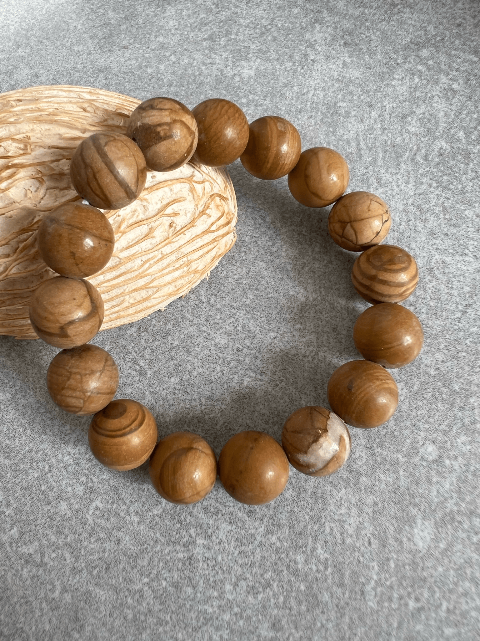 Bracelet MARRON perles effet bois - Créations Uniques