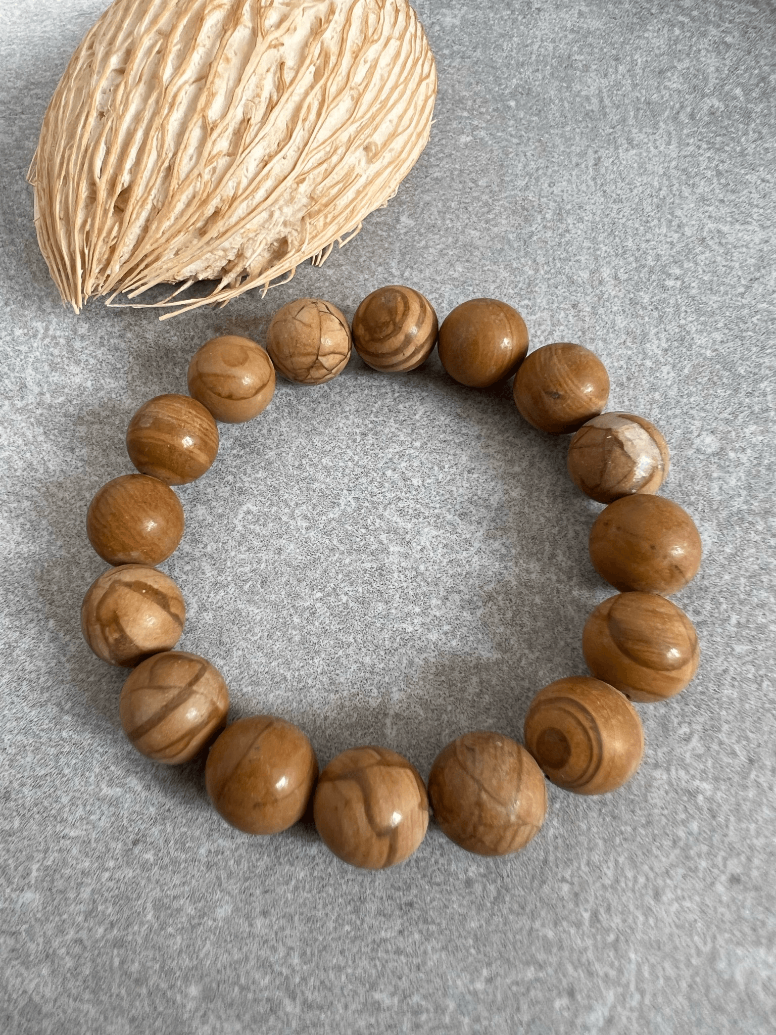 Bracelet MARRON perles effet bois - Créations Uniques