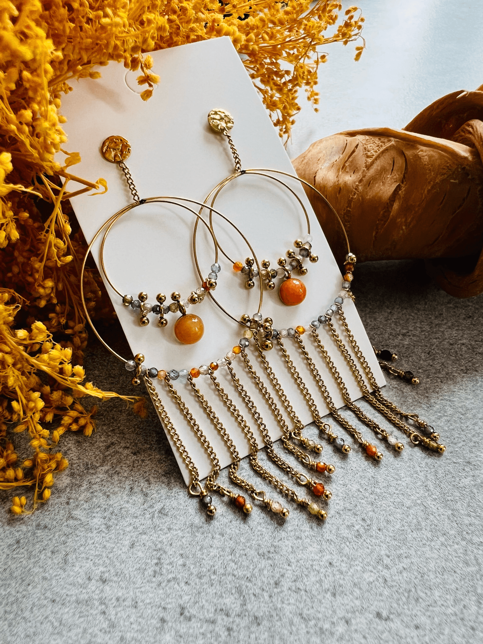 Boucles d’oreilles ANNABELLE perles oranges - Créations Uniques