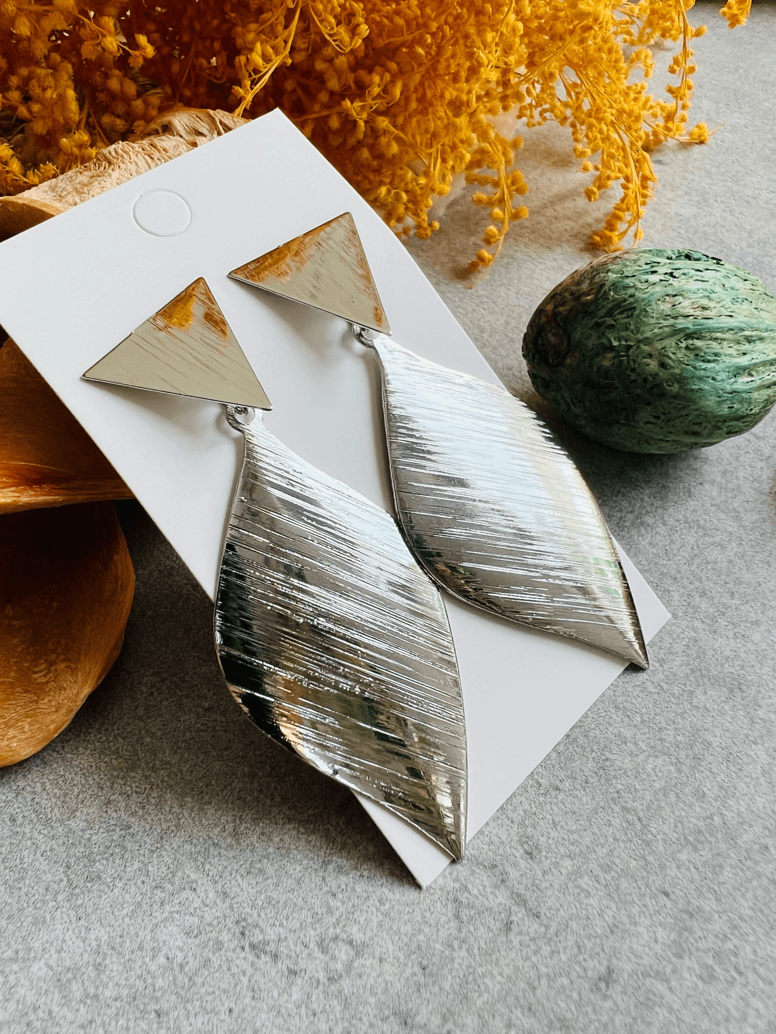 Boucles d'oreilles LEONIE grandes gouttes argentées - Créations Uniques - Créations Uniques