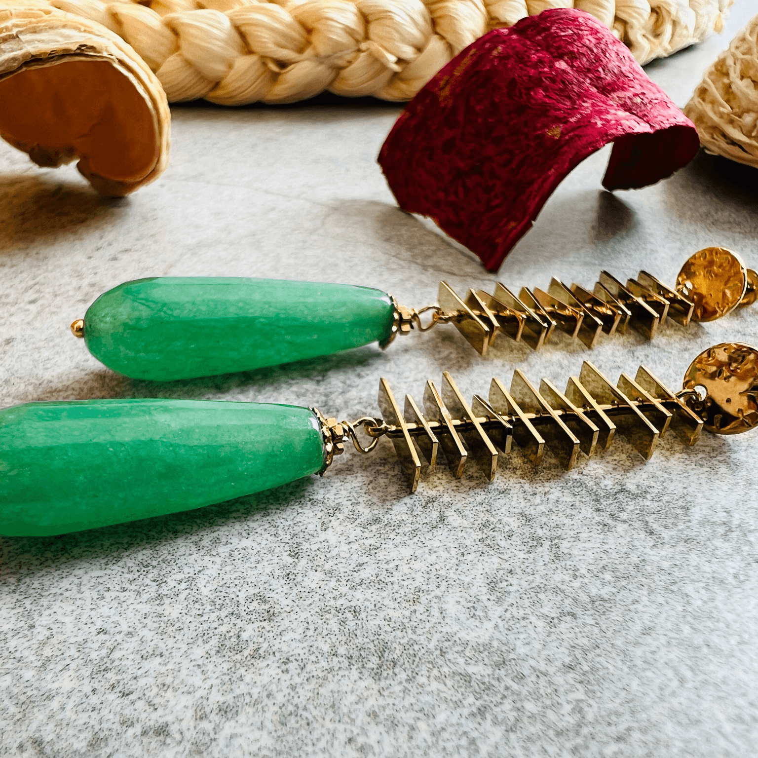 Boucles d’oreilles chic TIANA gouttes vertes - Créations Uniques