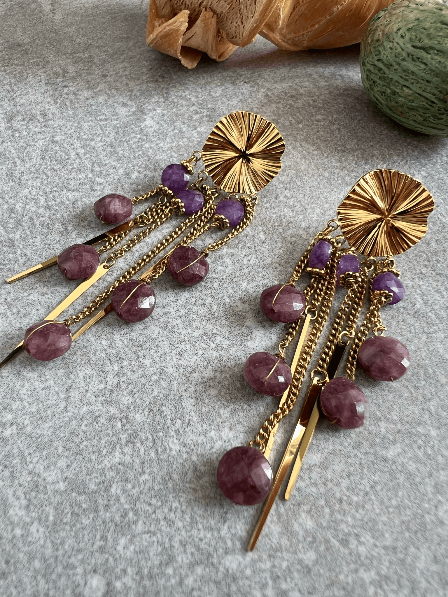 Boucles d’oreilles ANNAH perles violet mauve - Créations Uniques