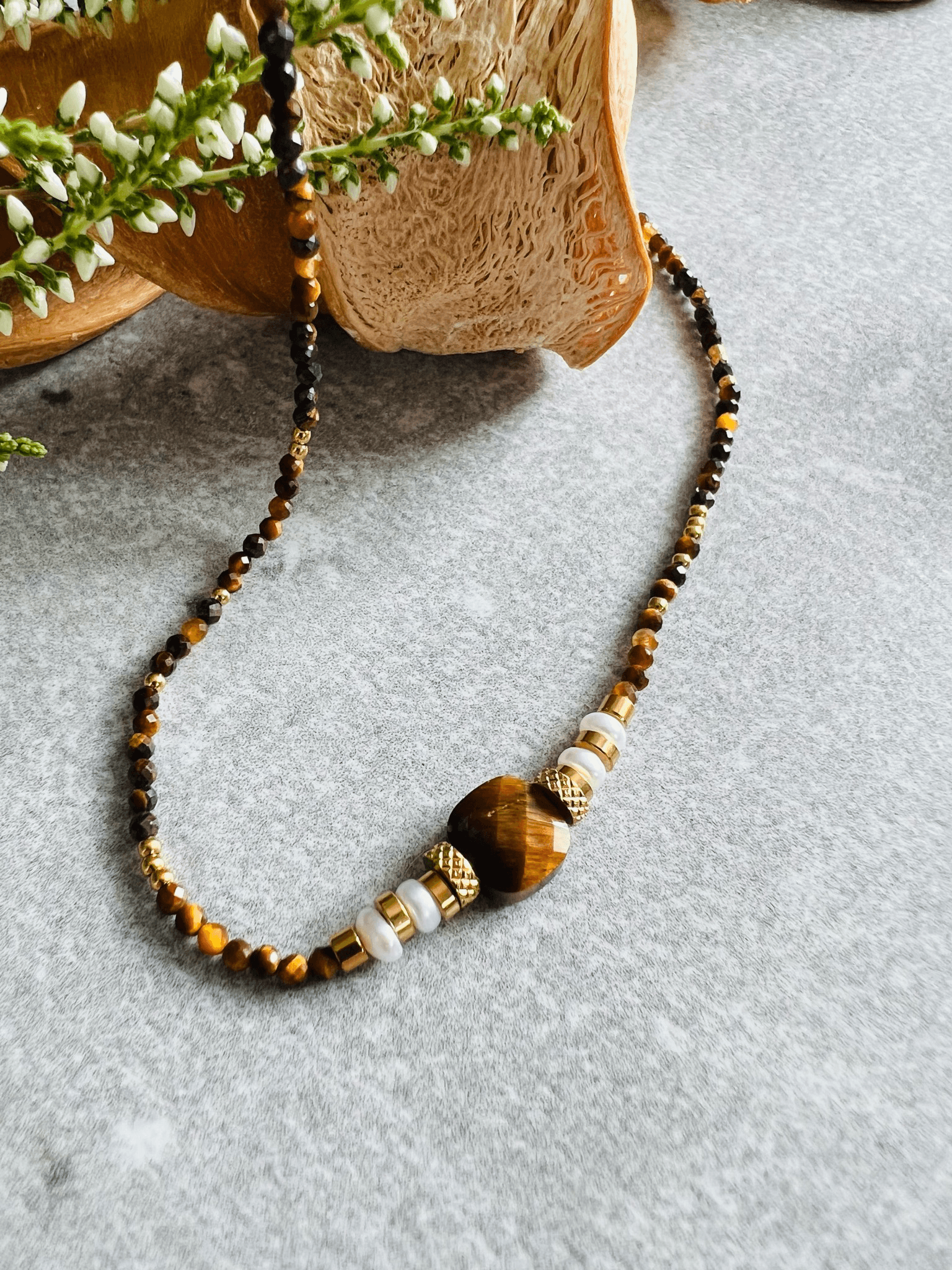 Collier JEANNE perles marrons - Créations Uniques