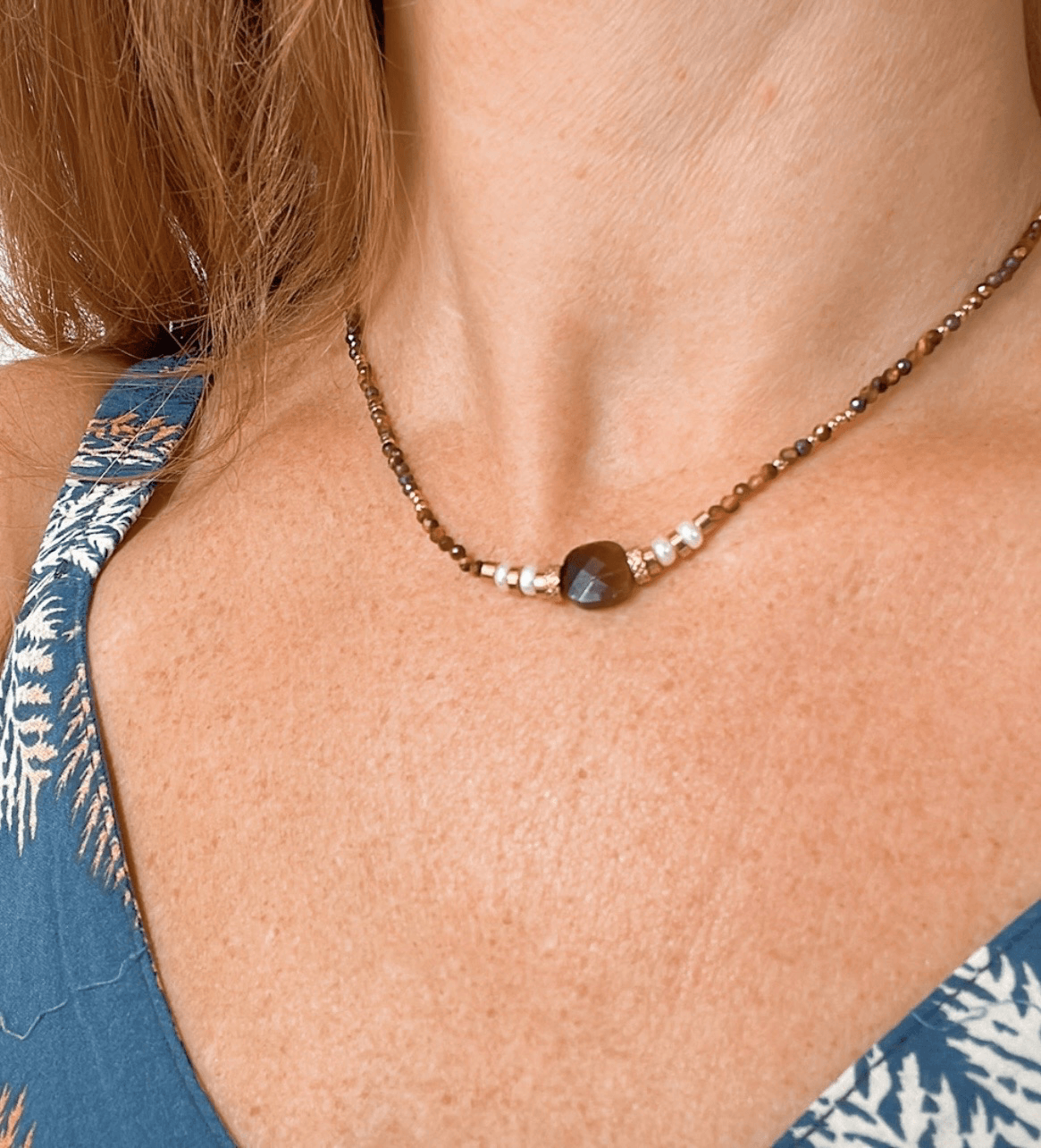 Collier JEANNE perles marrons - Créations Uniques