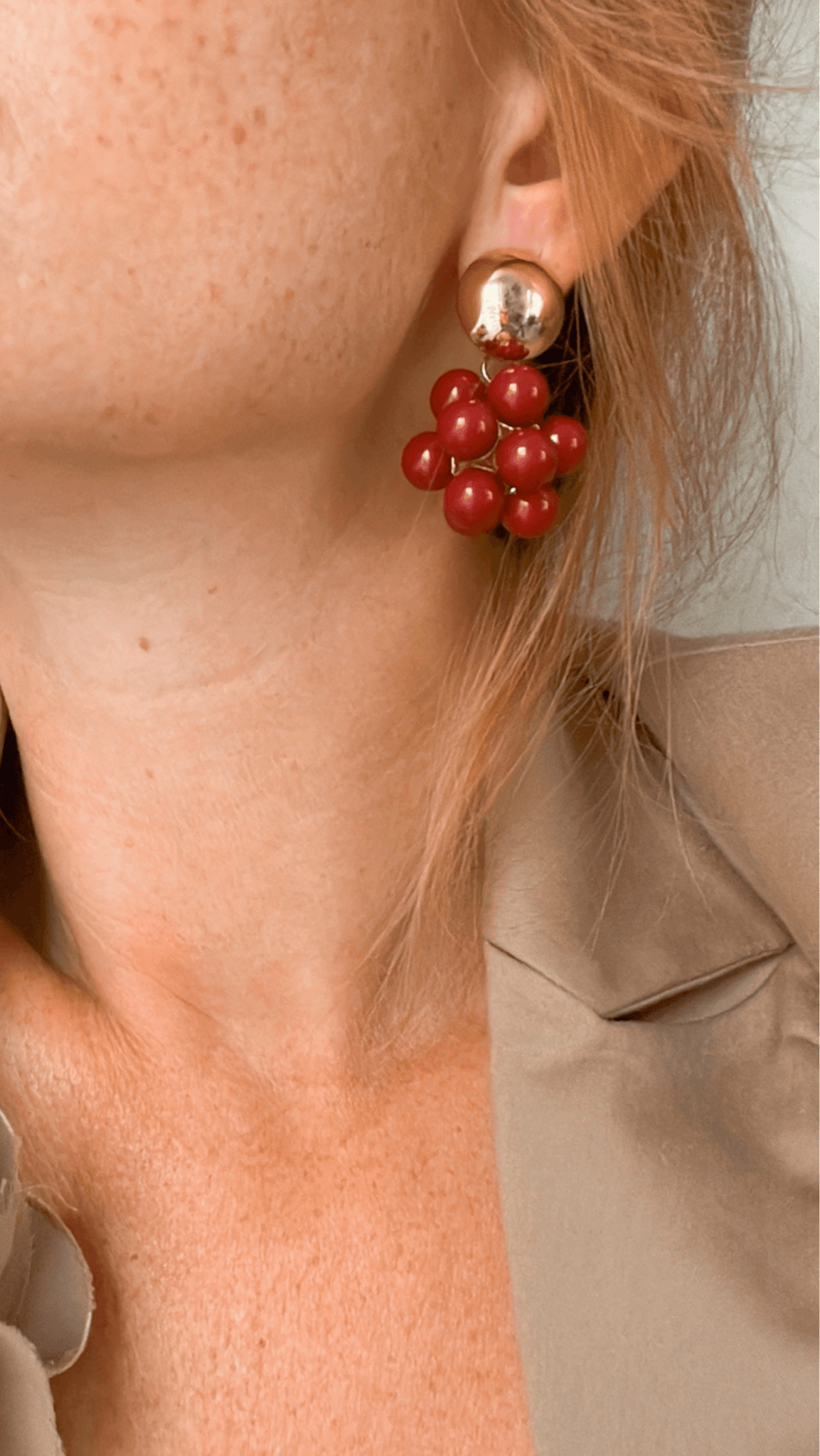 Boucles d’oreilles ALISON boules de perles Bordeaux - Créations Uniques - Créations Uniques