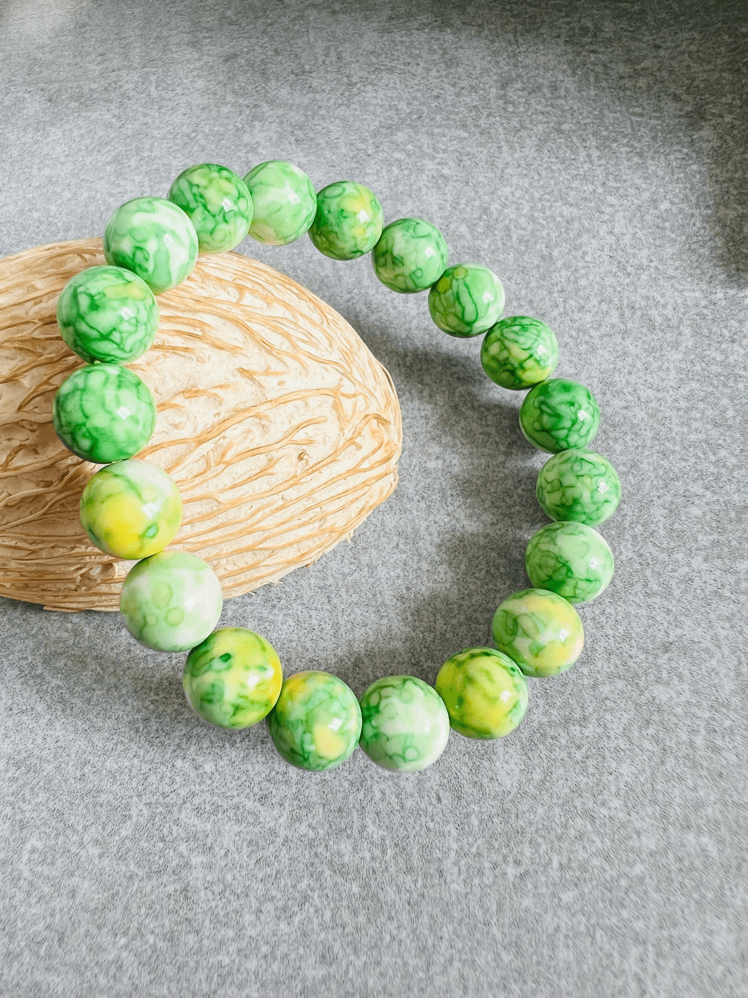 Bracelet VERT POMME perles - Créations Uniques