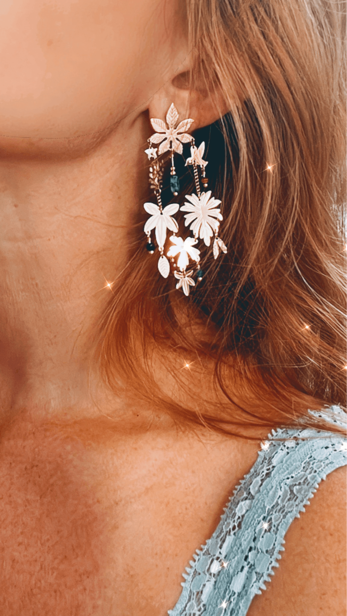 Boucles d’oreilles KATIE feuillage doré - Créations Uniques