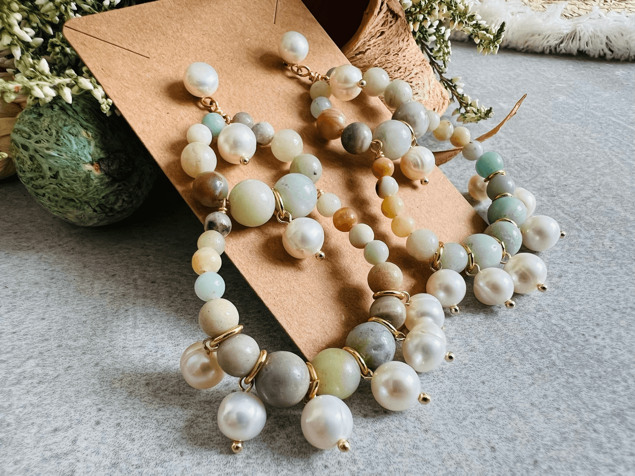 Boucles d’oreilles SORENE perles pastel. - Créations Uniques