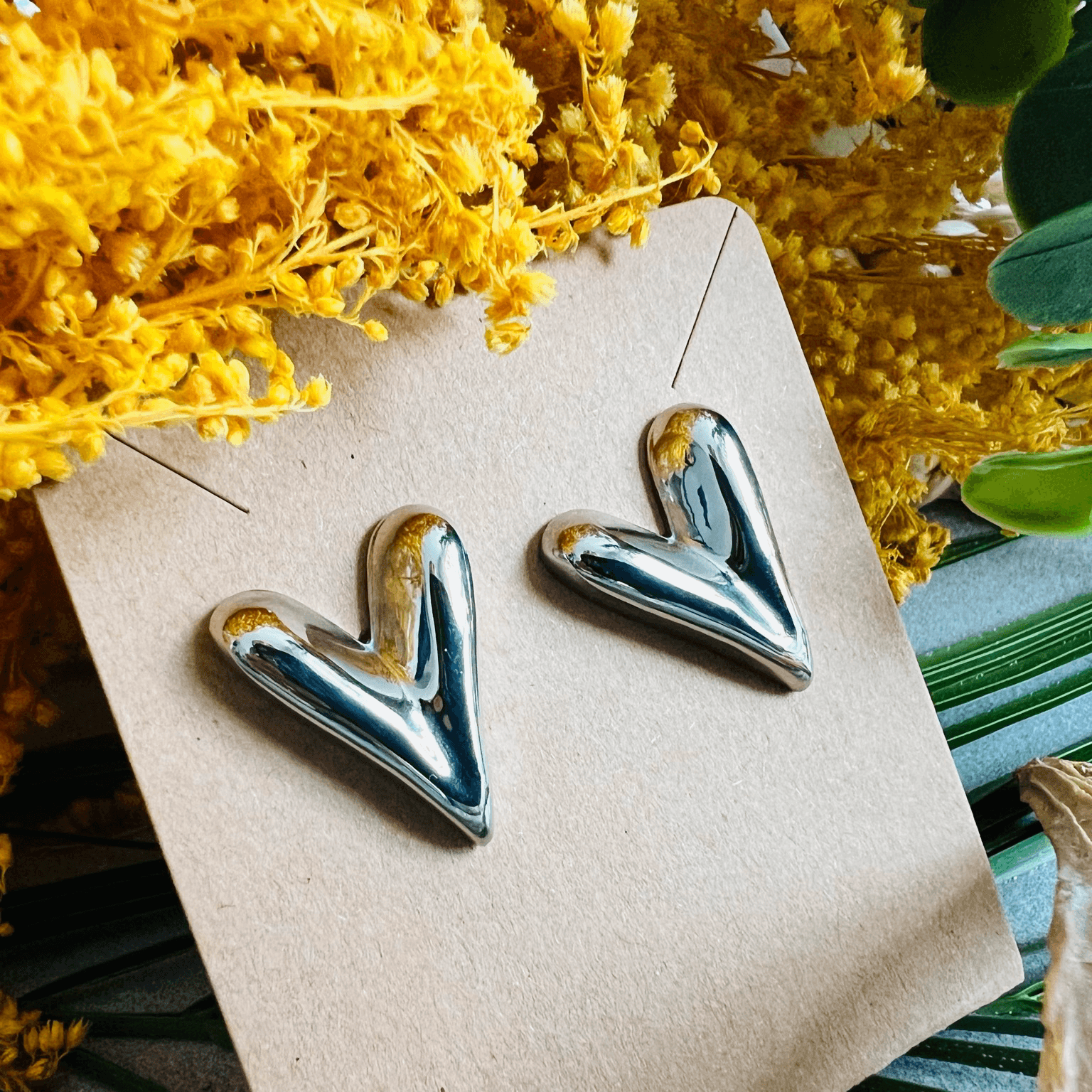 Boucles d’oreilles JAMIE cœurs argentés - Créations Uniques