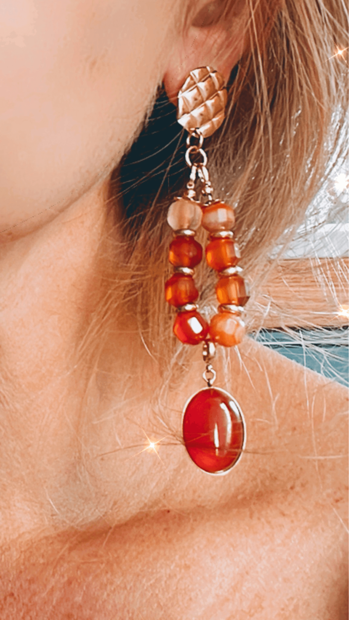 Boucles d’oreilles ISABEL perles orangé style bohème chic - Créations Uniques