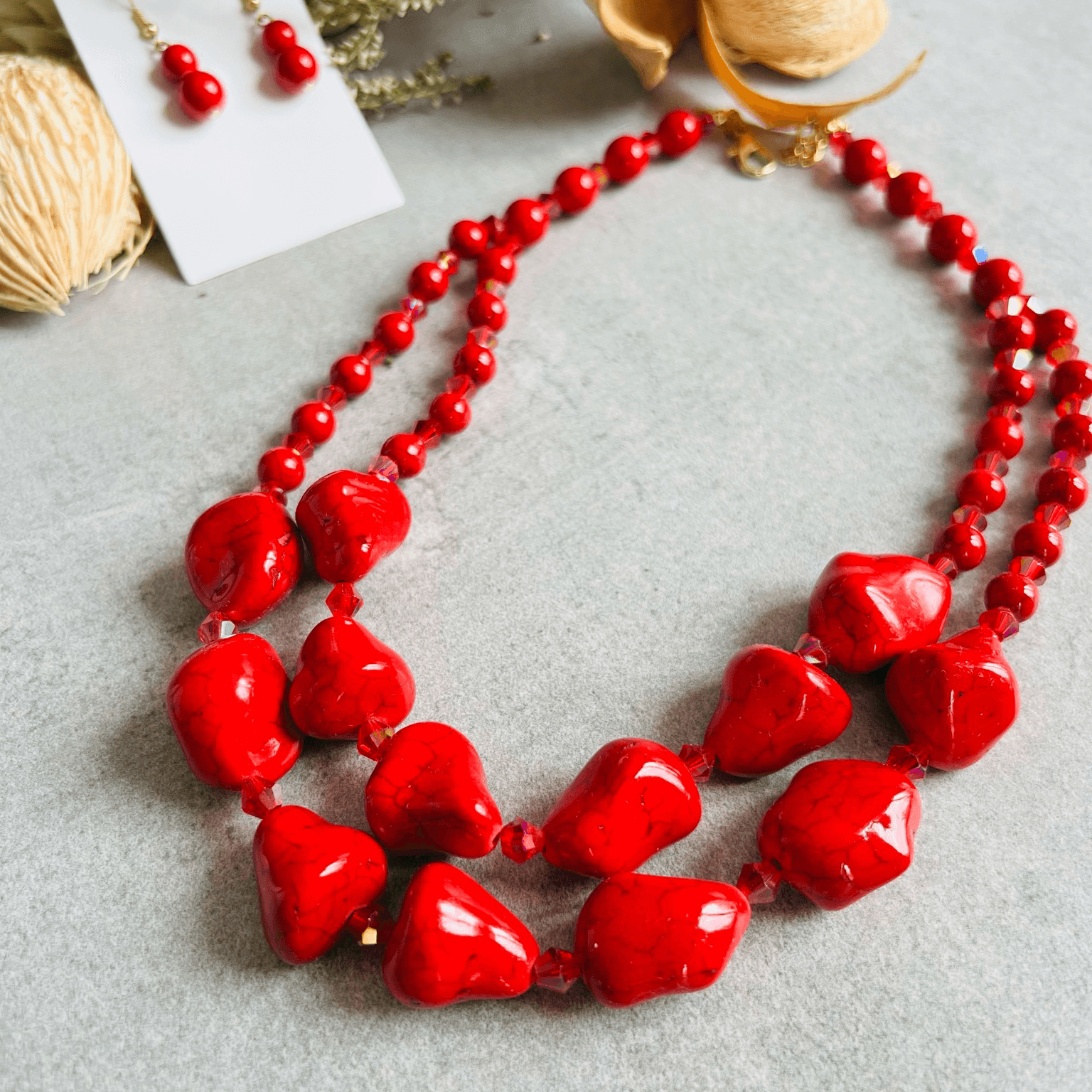 Collier de perles rouge chic MELINDA - Créations Uniques