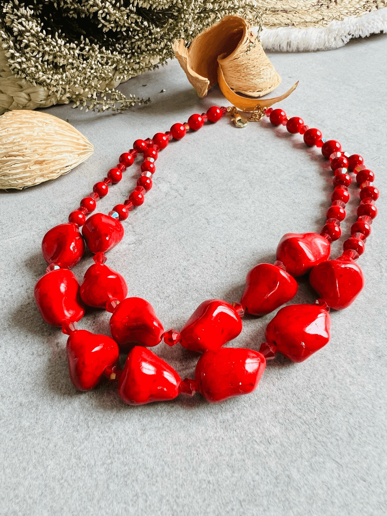Collier de perles rouge chic MELINDA - Créations Uniques