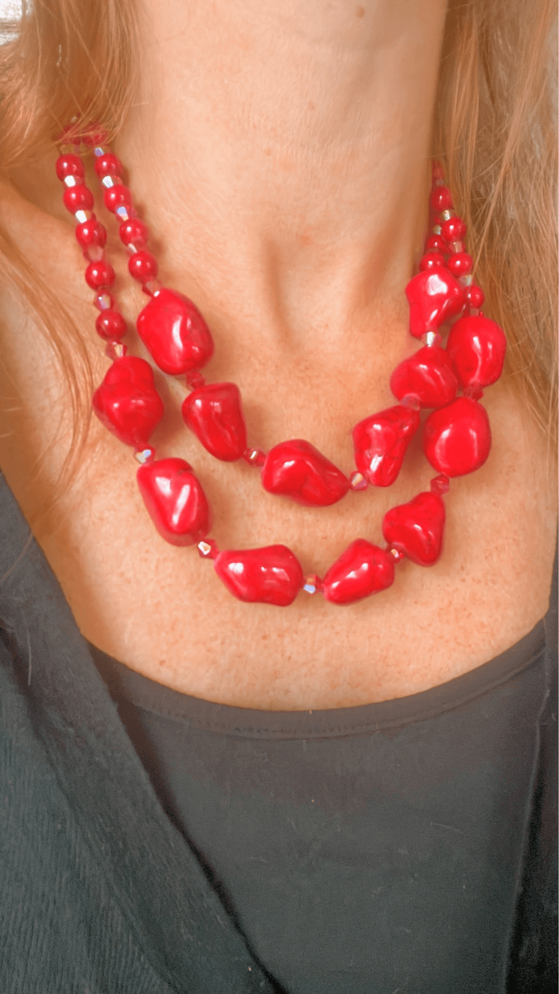 Collier de perles rouge chic MELINDA - Créations Uniques