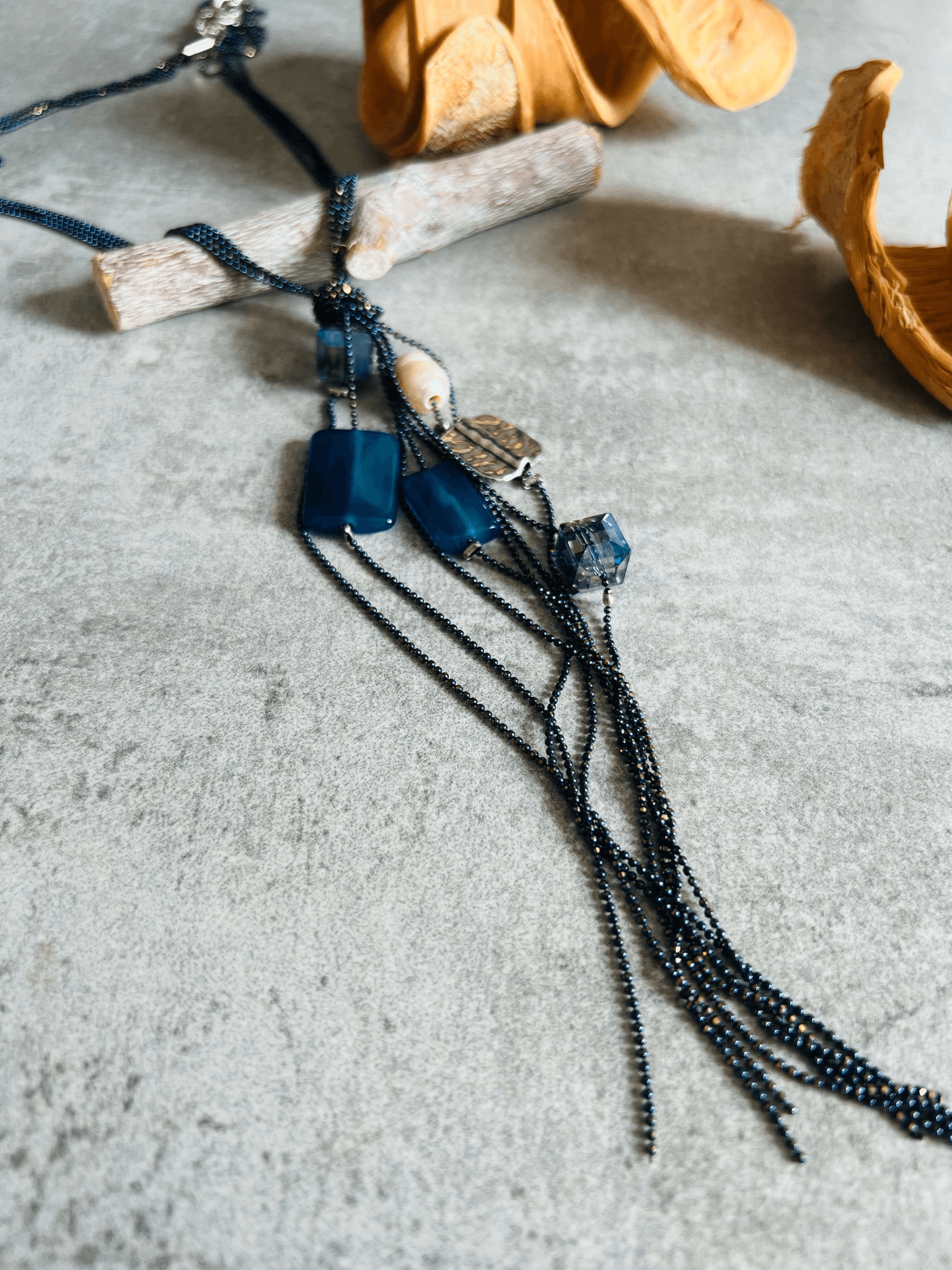 Collier PALOMA perles nuances de bleu - Créations Uniques