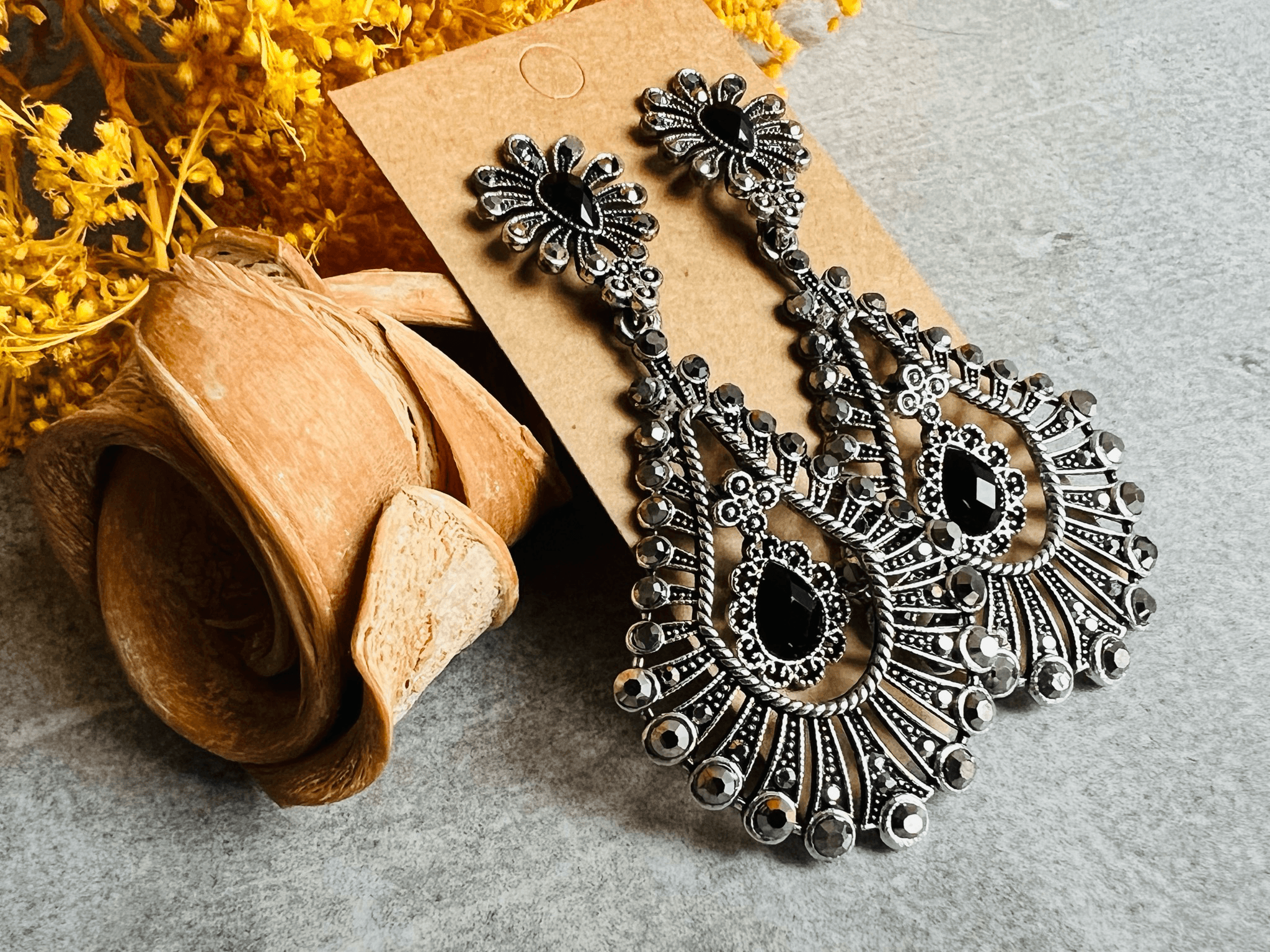 Boucles d’oreilles ALIENOR argent vieilli, style vintage - Créations Uniques