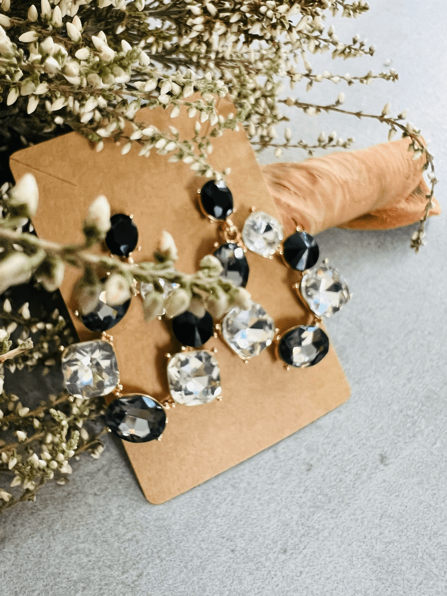 Boucles d’oreilles VALERIANNE style brillant noir et blanc - Créations Uniques