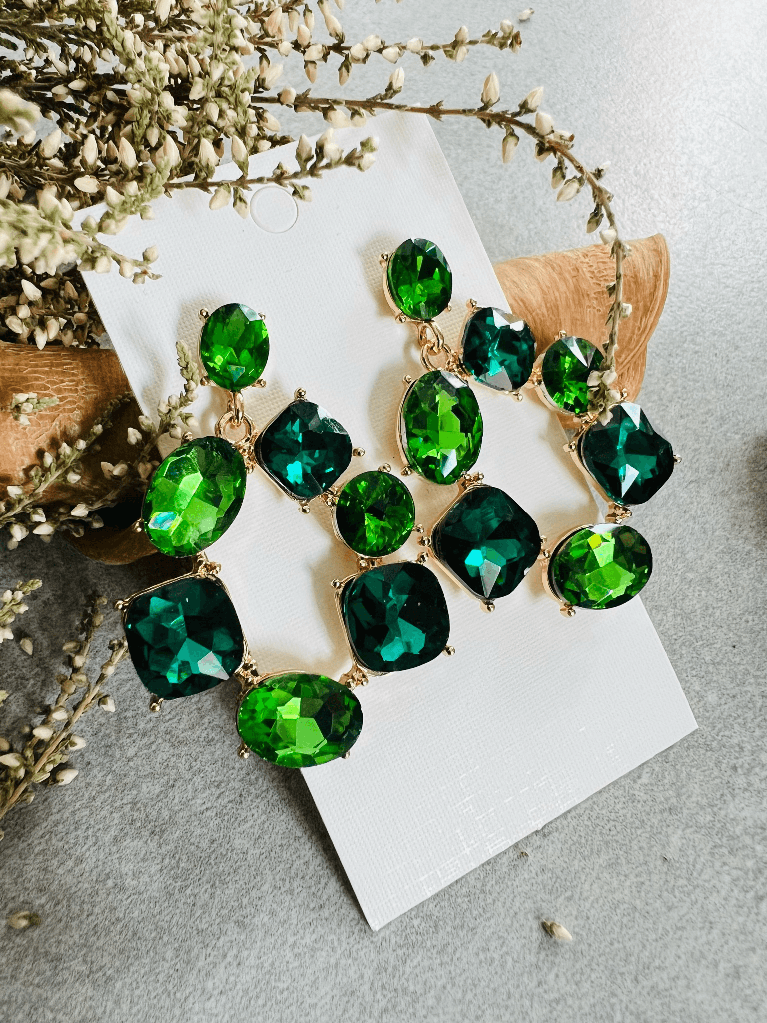 Boucles d’oreilles MICHELLE bijou brillant vert - Créations Uniques