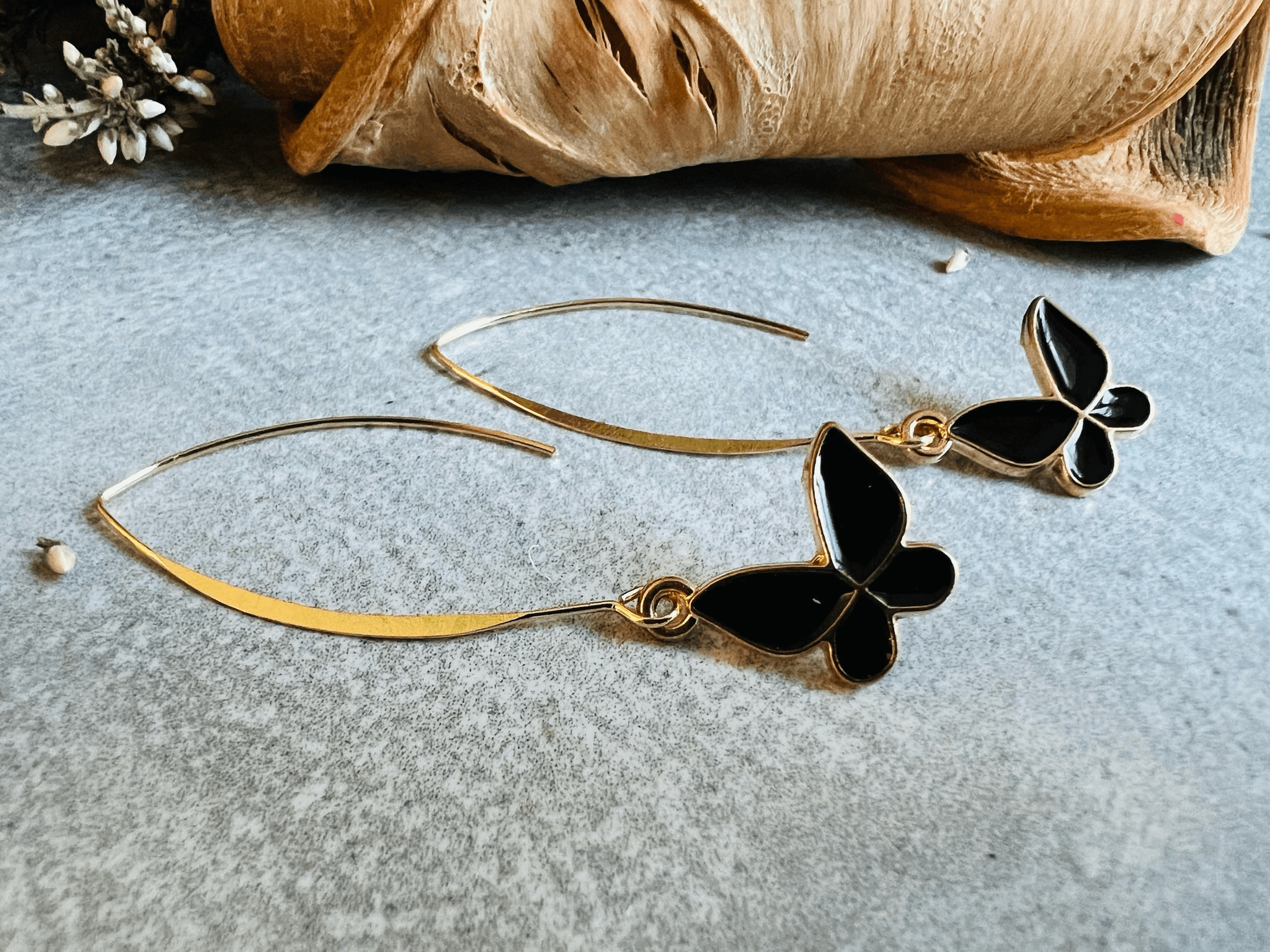 Boucles d’oreilles JENNIE papillons noirs - Créations Uniques - Créations Uniques