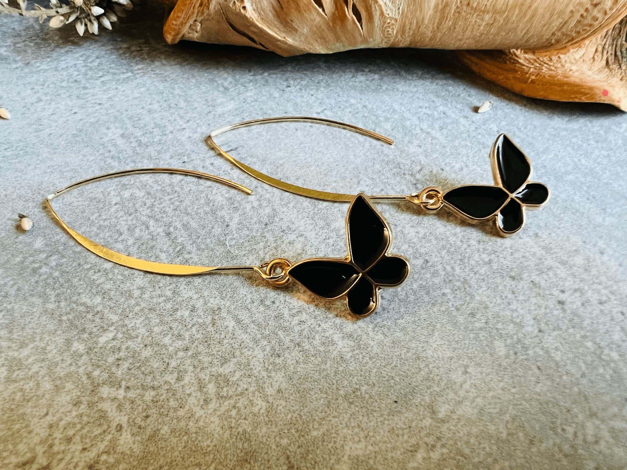 Boucles d’oreilles JENNIE papillons noirs - Créations Uniques - Créations Uniques