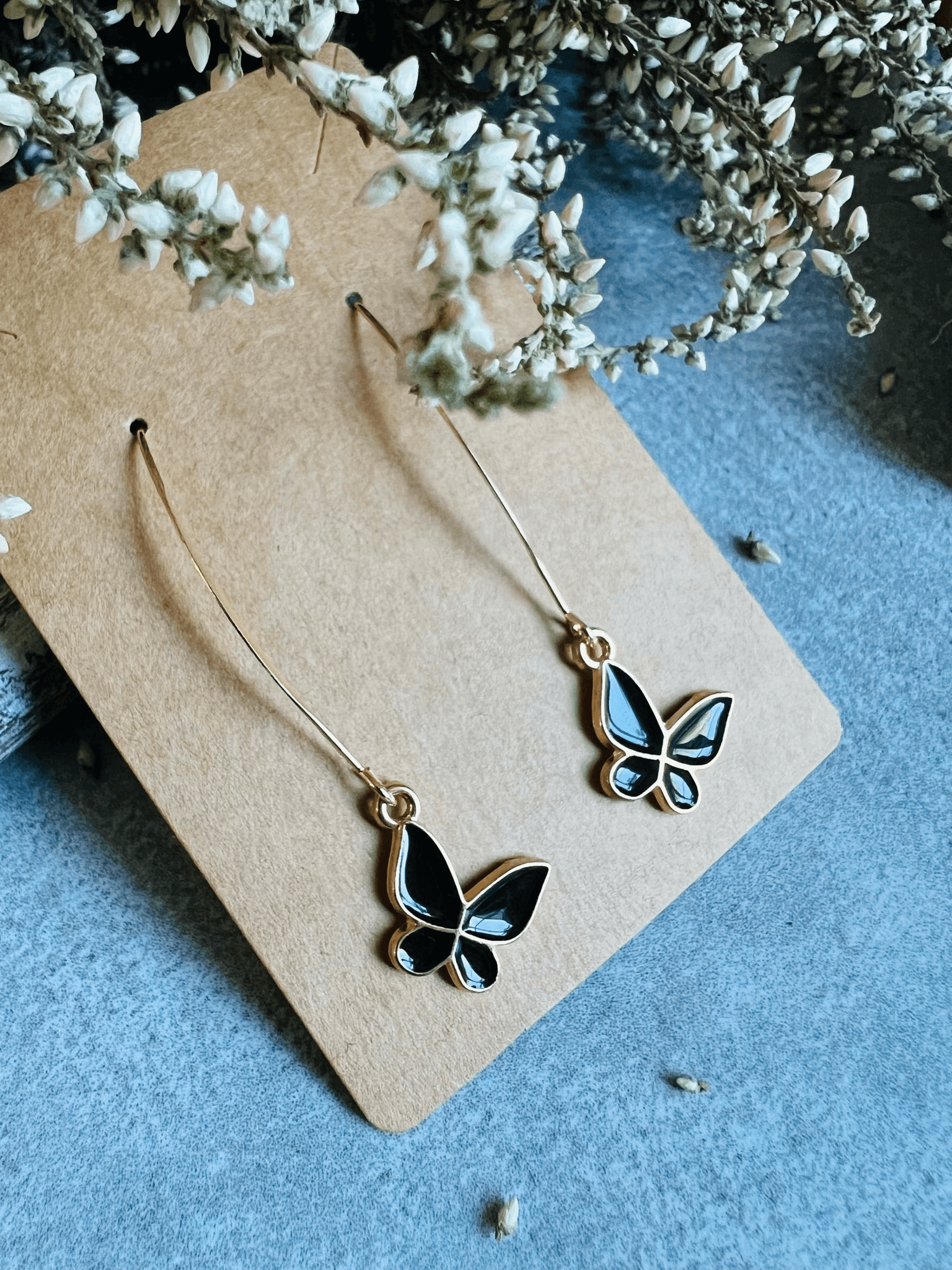 Boucles d’oreilles JENNIE papillons noirs - Créations Uniques - Créations Uniques