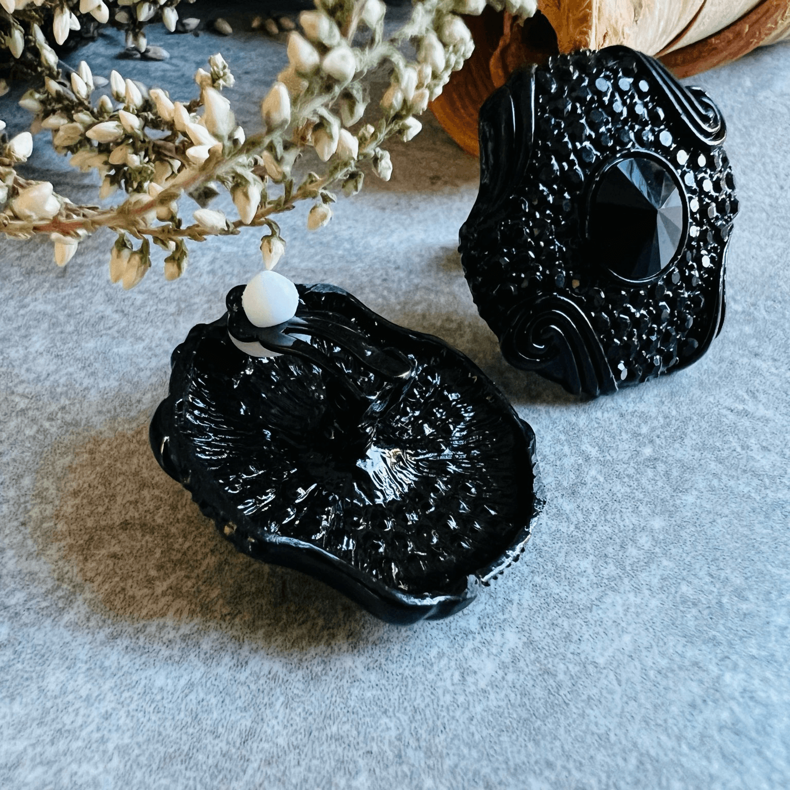 Clips MARY-LINE chic et élégantes, strass noirs - Créations Uniques