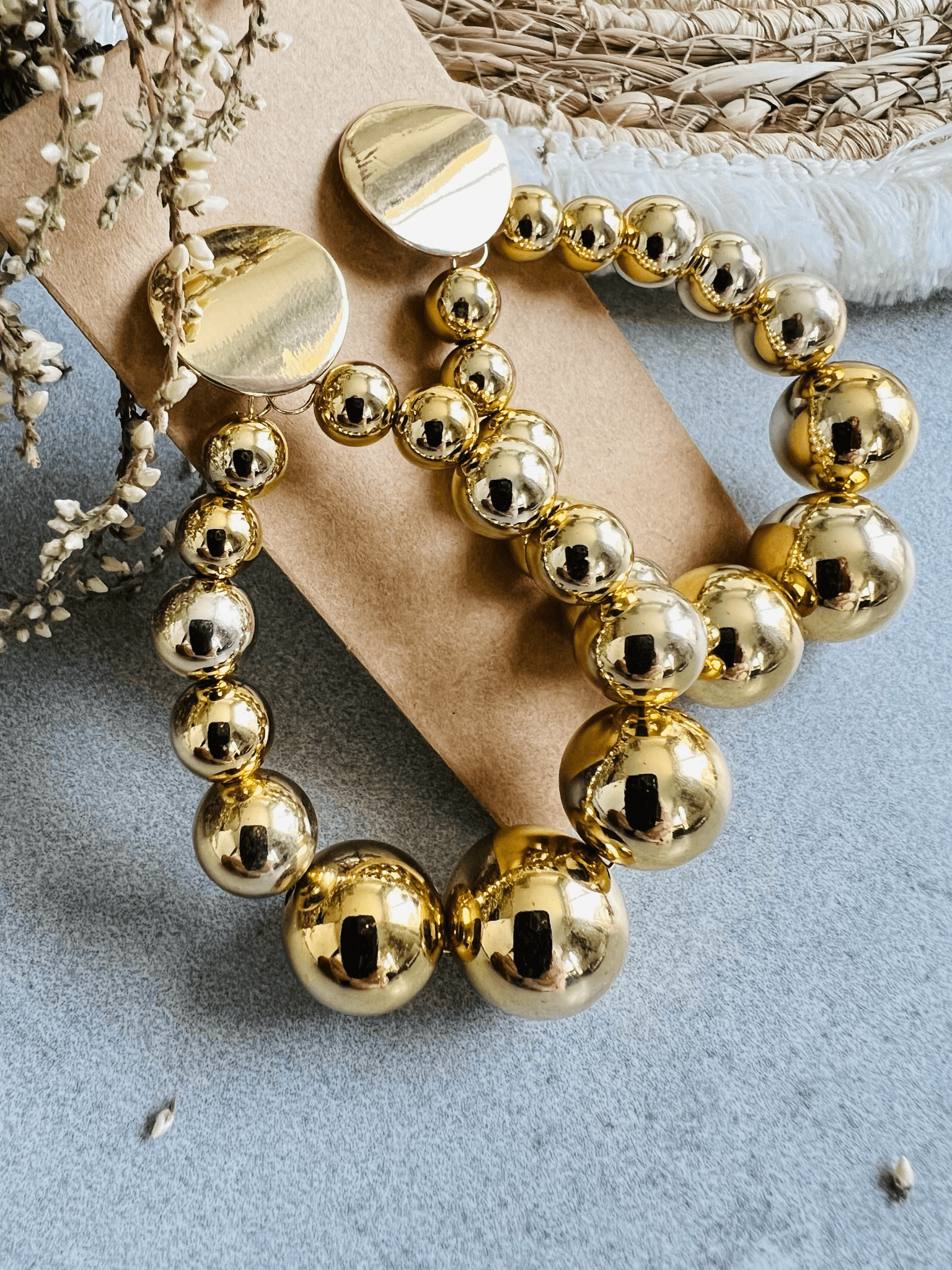 Boucles d’oreilles gouttes chic JESSIKA perles dorées- Créations Uniques - Créations Uniques