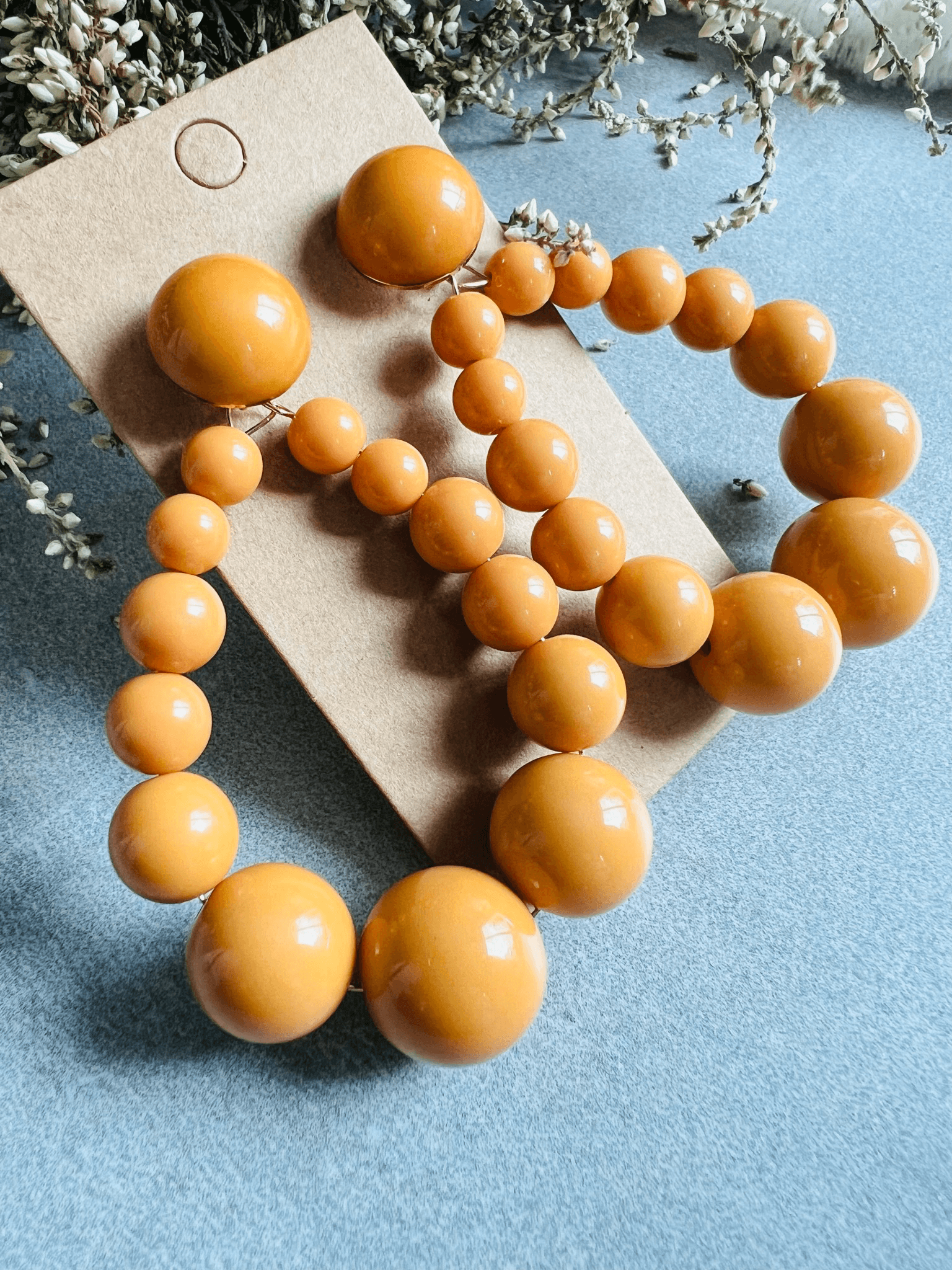 Boucles d’oreilles gouttes JESSIKA perles jaune moutarde - Créations Uniques - Créations Uniques