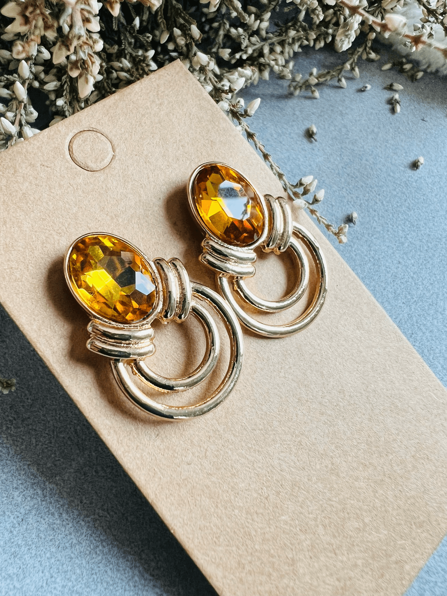 Boucles d’oreilles ANNE-SOPHIE couleur ambrée - Créations Uniques