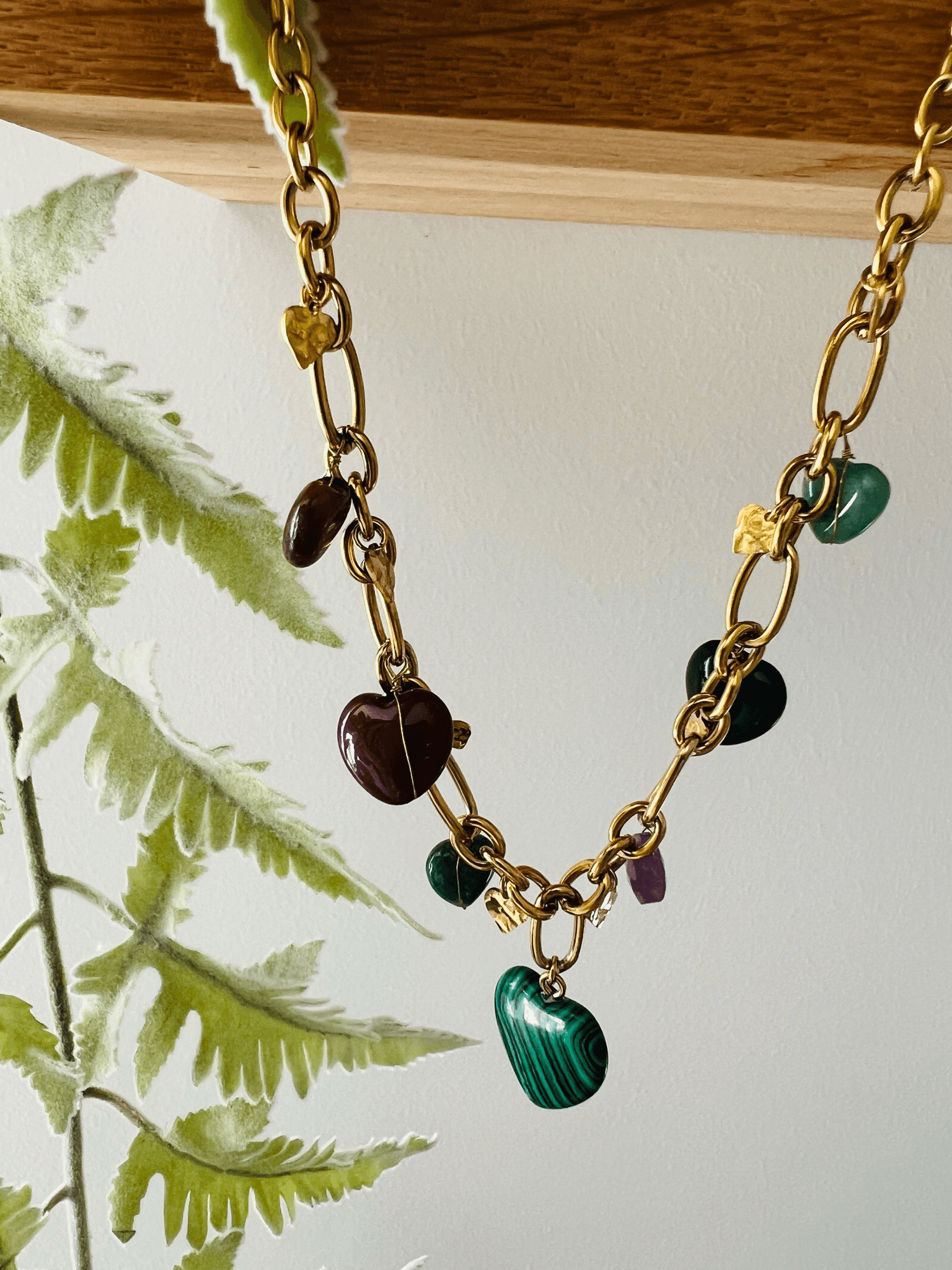 Collier DOLORÈS style bohème pendentifs cœurs - Créations Uniques