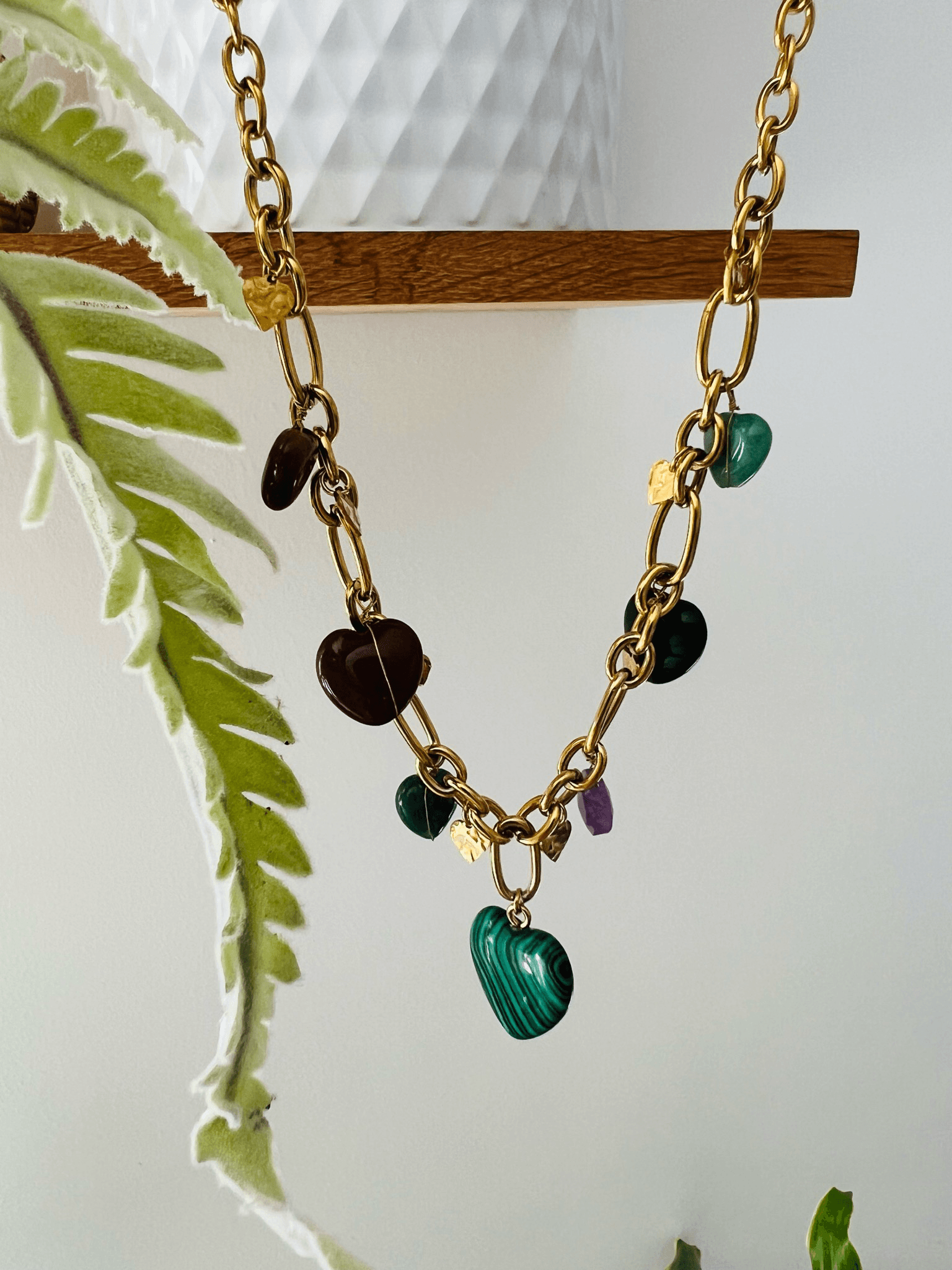 Collier DOLORÈS style bohème pendentifs cœurs - Créations Uniques