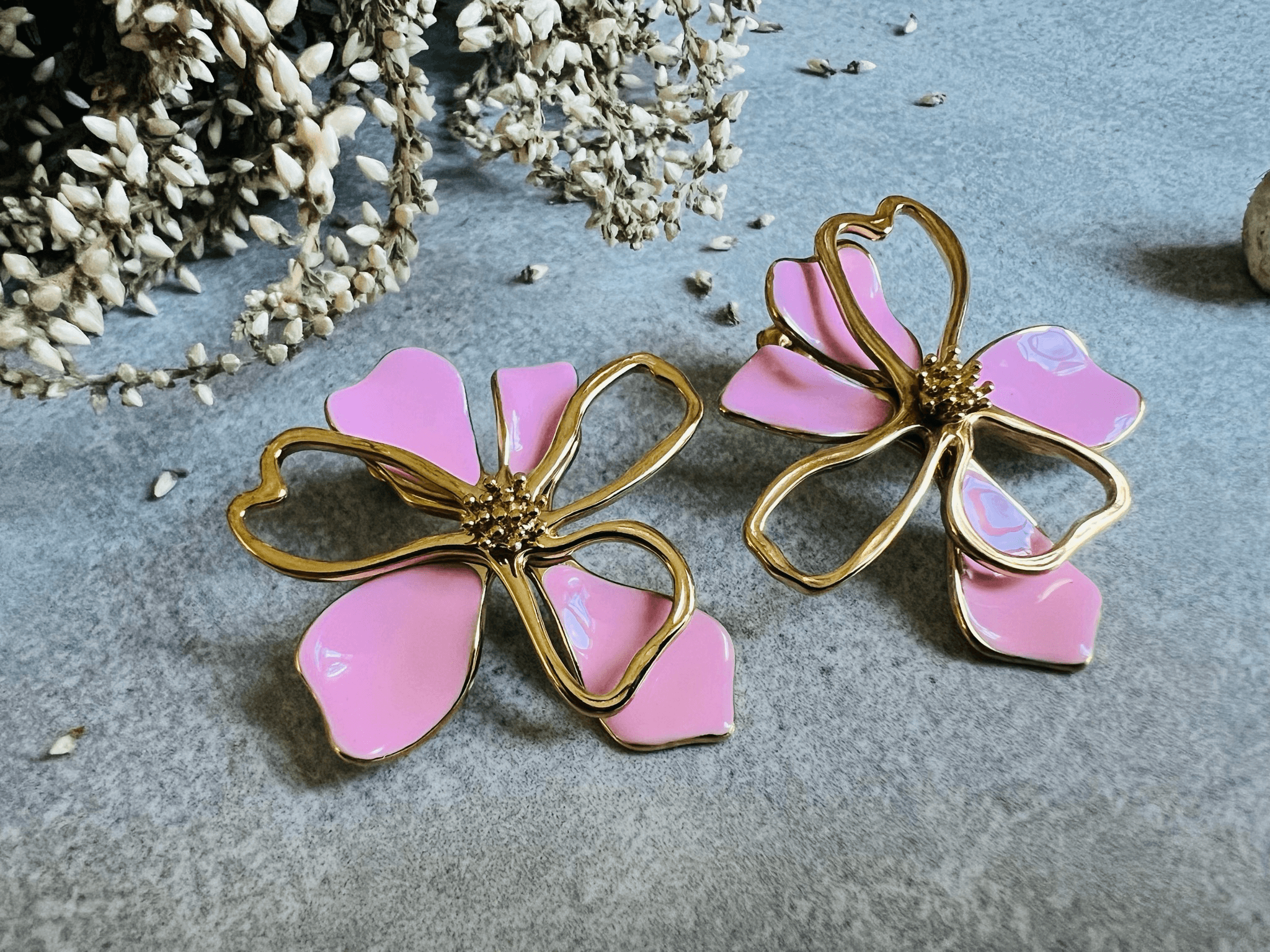 Boucles d’oreilles CELIA fleurs roses - Créations Uniques