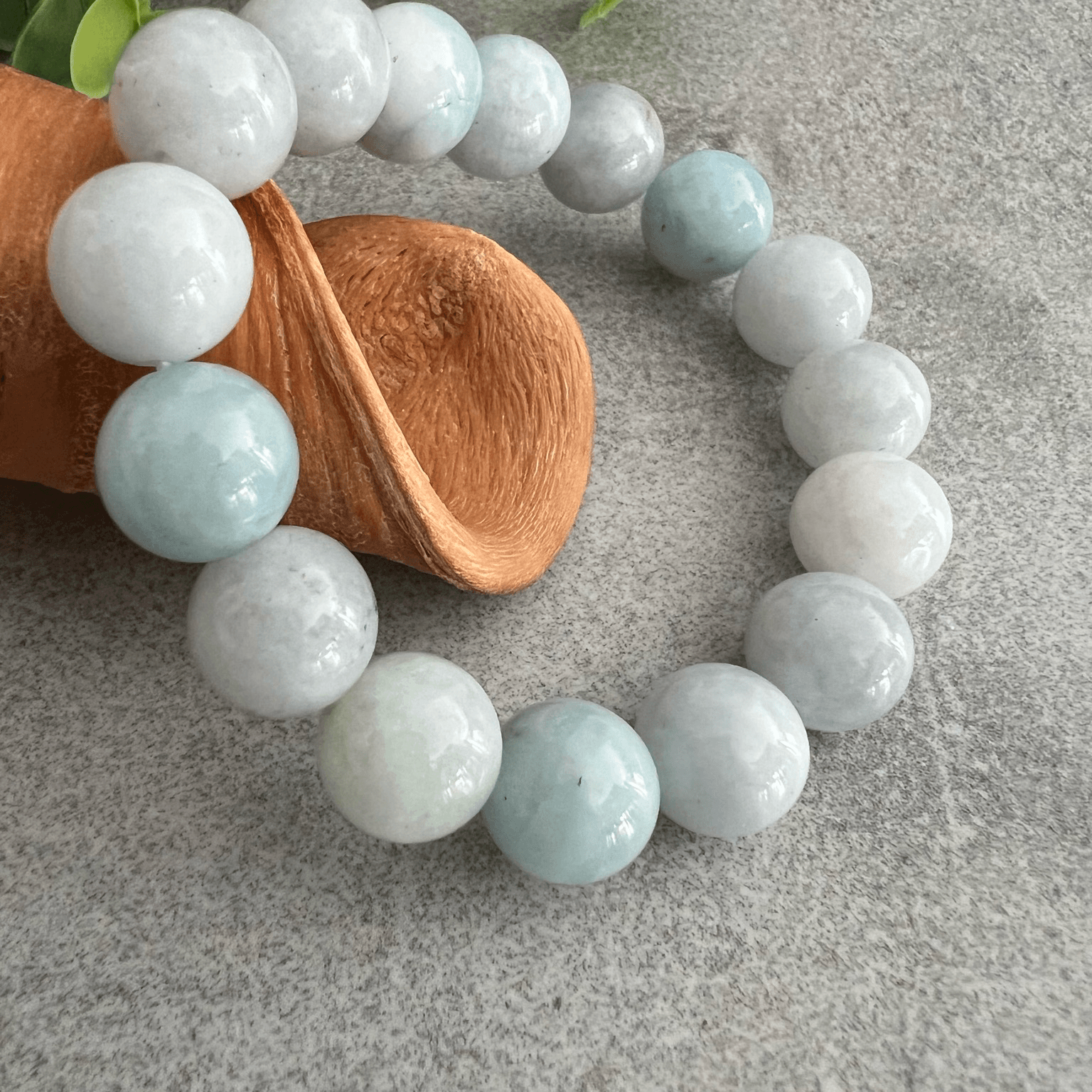 Bracelet NEIGE perles blanc gris - Créations Uniques - Créations Uniques