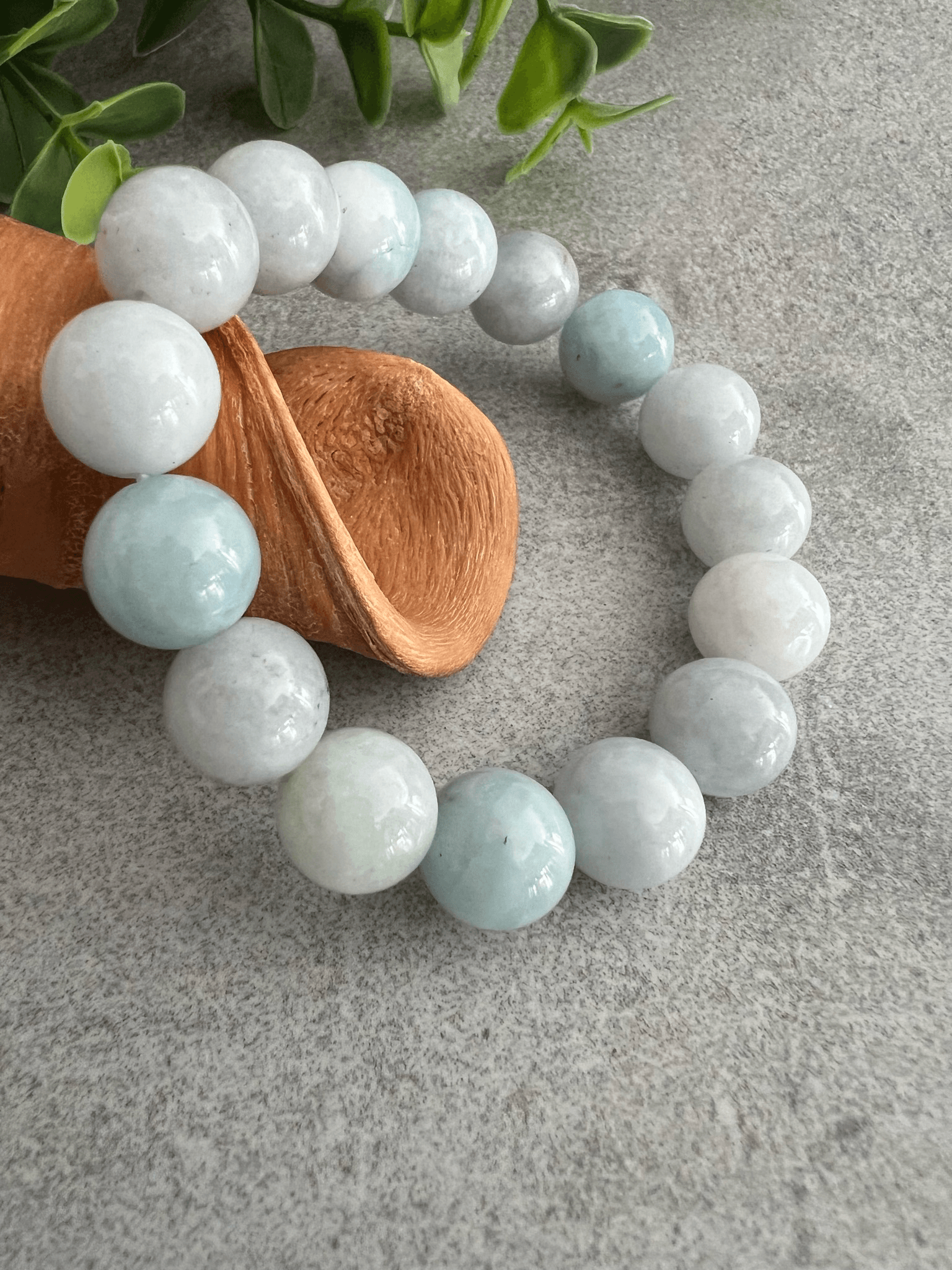 Bracelet NEIGE perles blanc gris - Créations Uniques - Créations Uniques