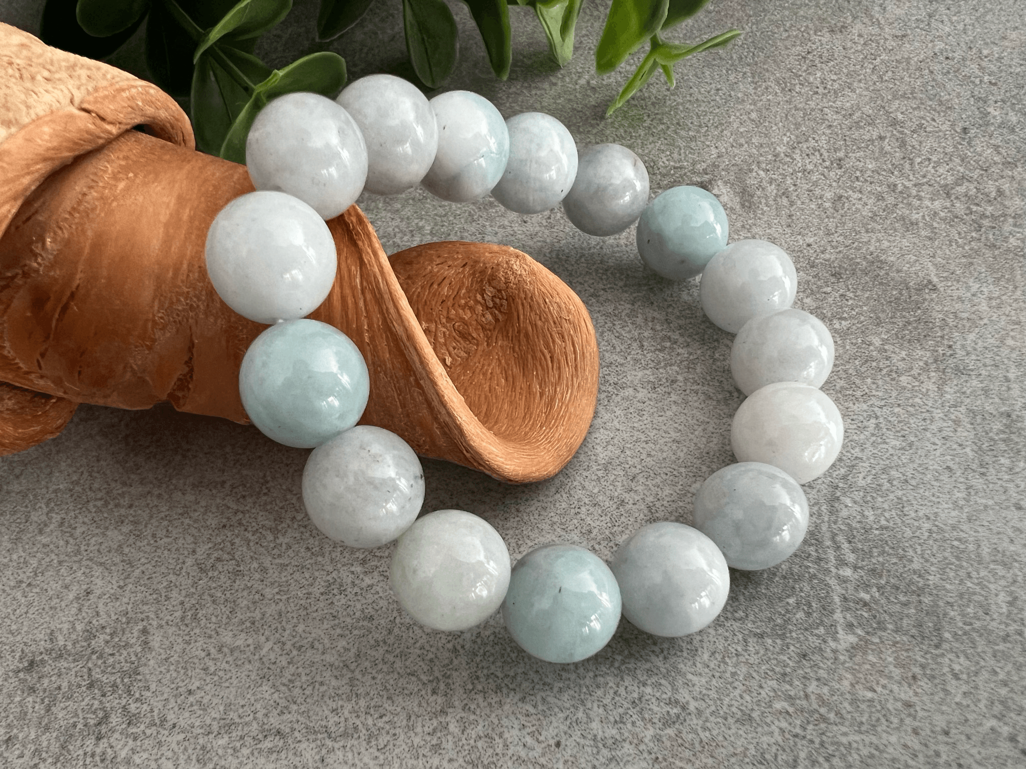 Bracelet NEIGE perles blanc gris - Créations Uniques - Créations Uniques