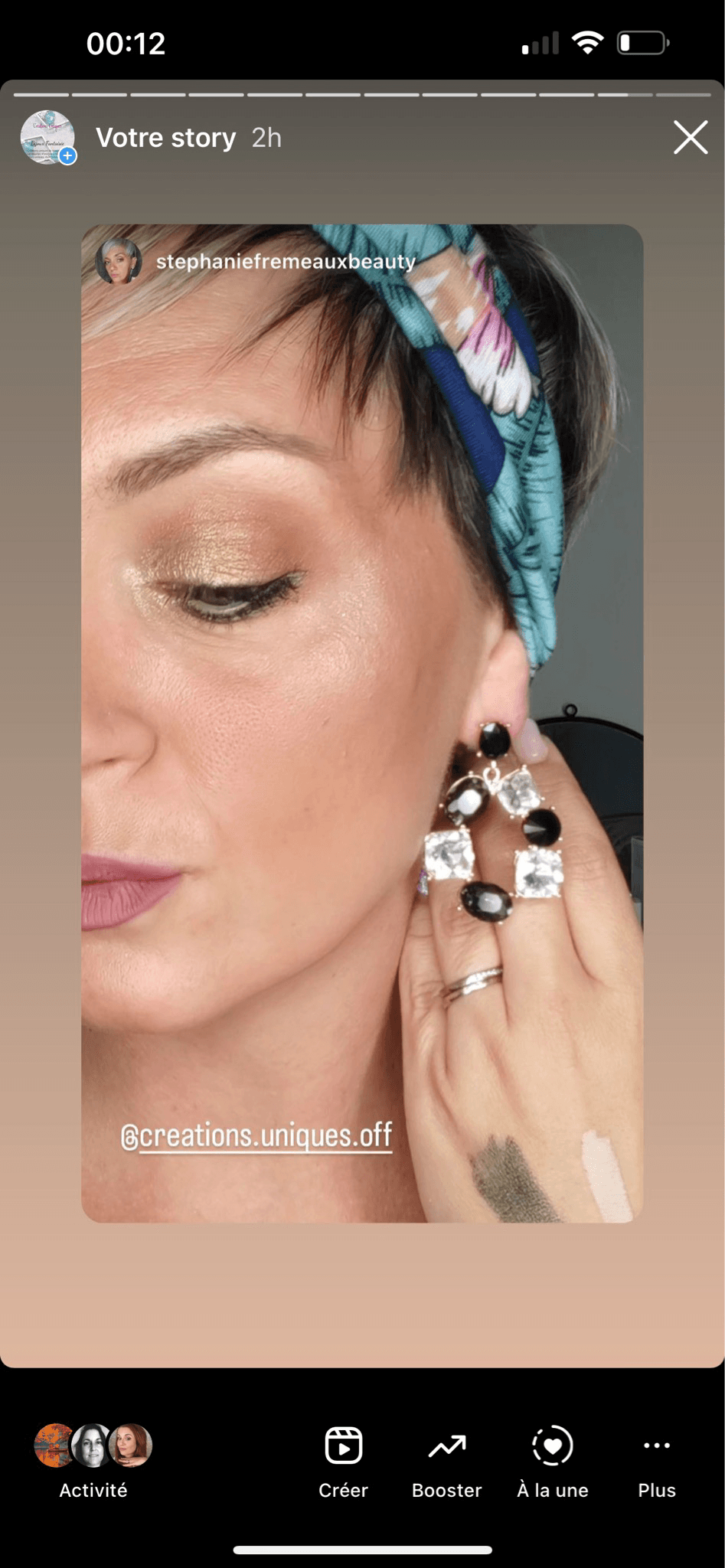 Boucles d’oreilles VALERIANNE style brillant noir et blanc - Créations Uniques