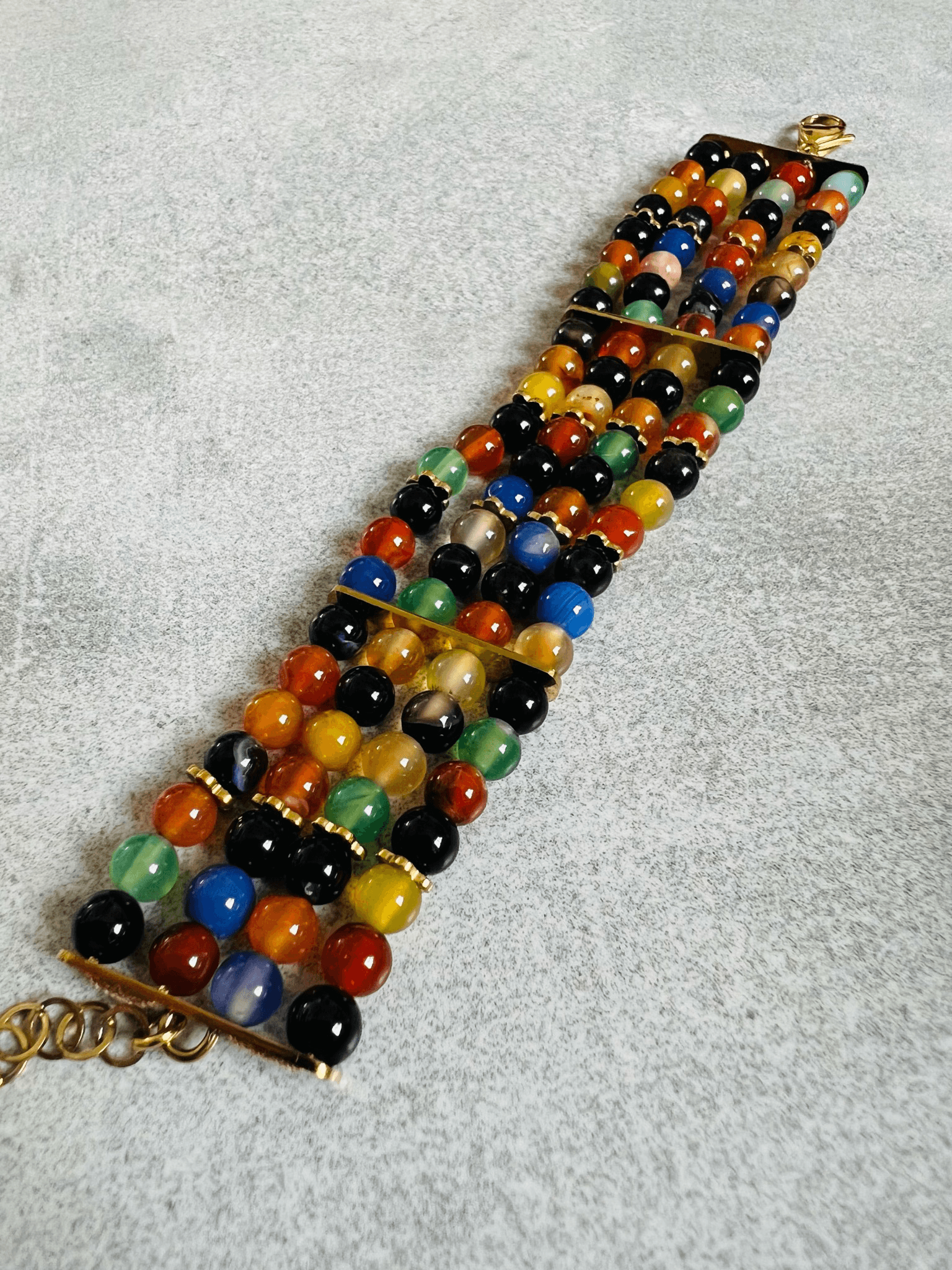 Bracelet DASHER perles multicolores 4 rangs - Créations Uniques