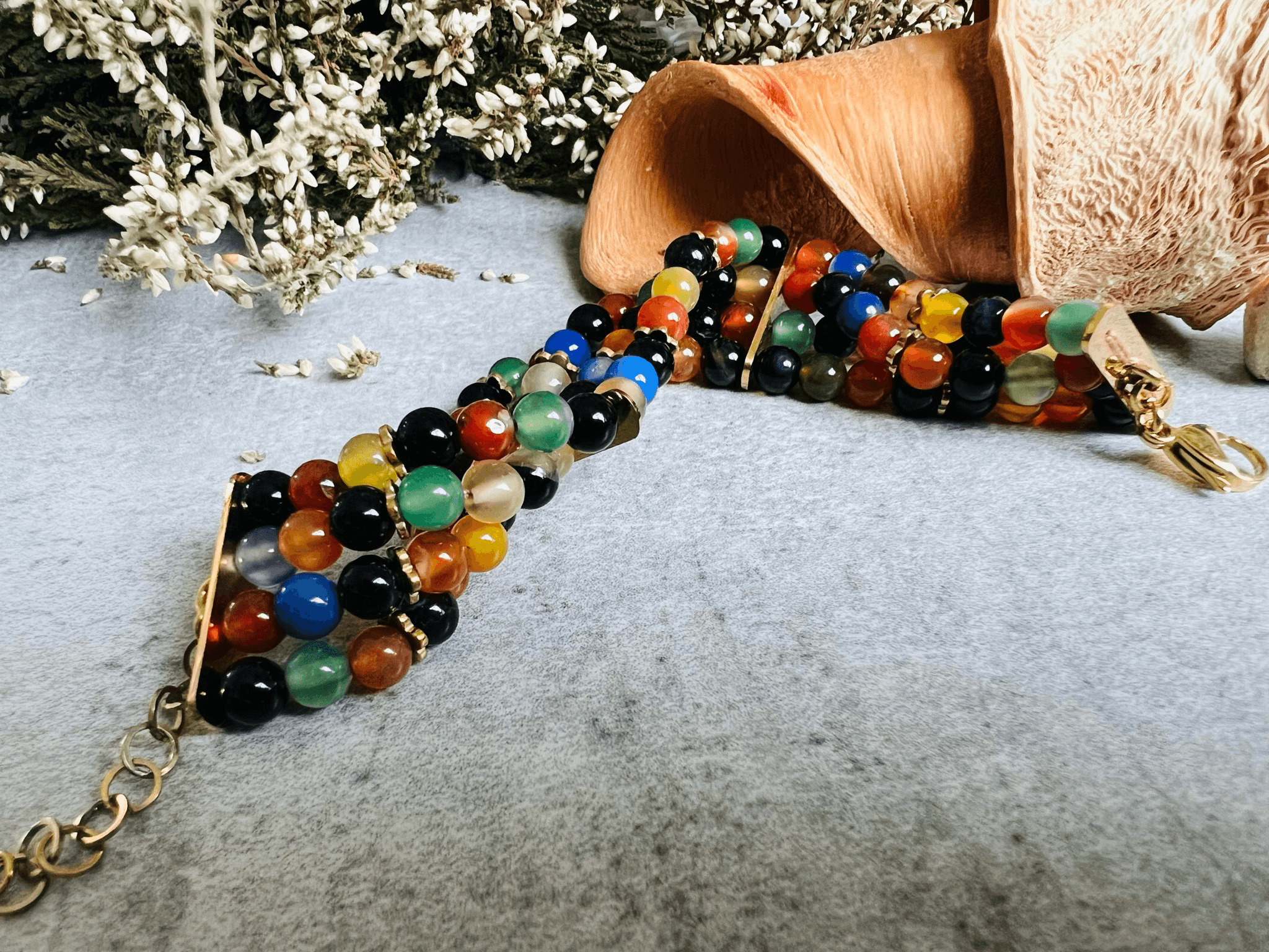 Bracelet DASHER perles multicolores 4 rangs - Créations Uniques