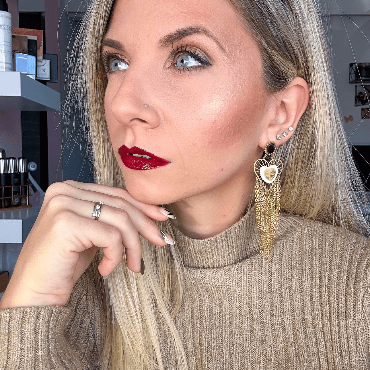 Boucles d’oreilles GRAZIELLA cœurs et chaînes dorés - Créations Uniques