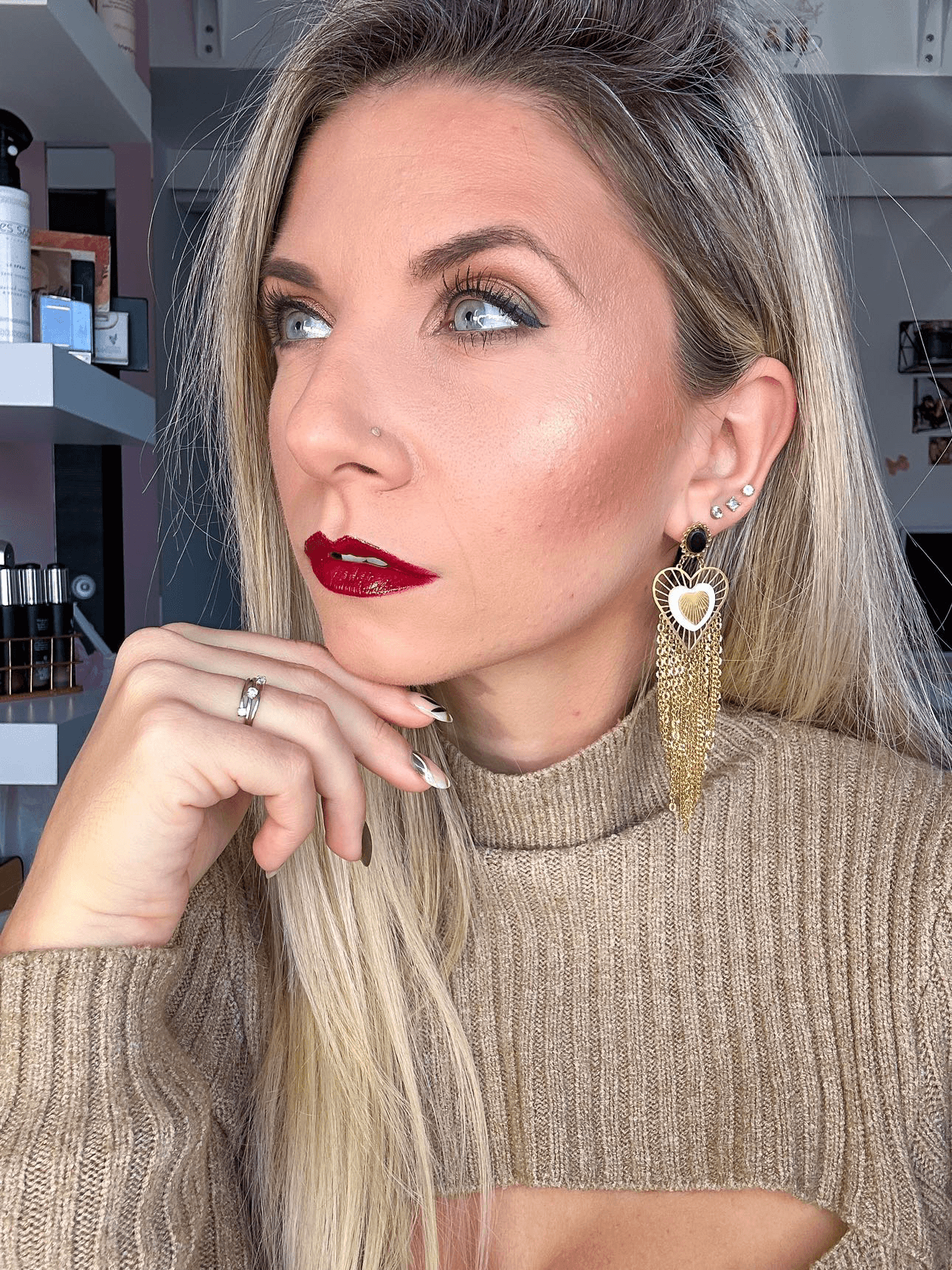 Boucles d’oreilles GRAZIELLA cœurs et chaînes dorés - Créations Uniques