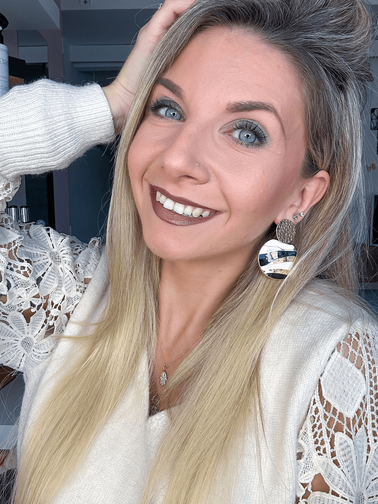 Boucles d’oreilles ARMELLE chic - noir, blanc et doré - Créations Uniques