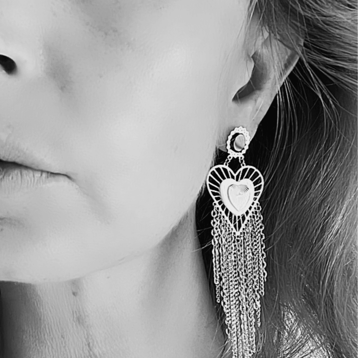 Boucles d’oreilles GRAZIELLA cœurs et chaînes dorés - Créations Uniques