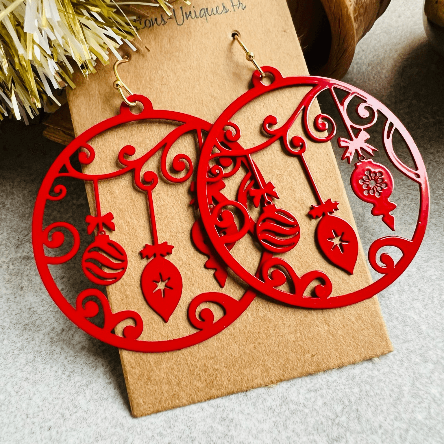 Boucles d’oreilles CARMEN thème Noël - Créations Uniques - Créations Uniques