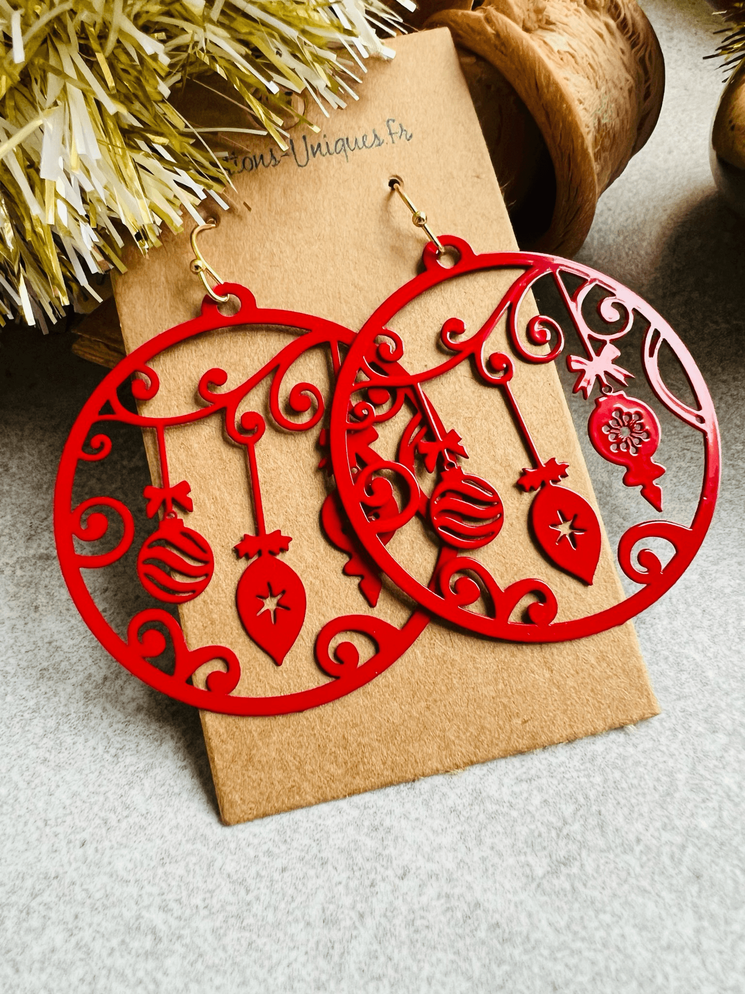 Boucles d’oreilles CARMEN thème Noël - Créations Uniques - Créations Uniques