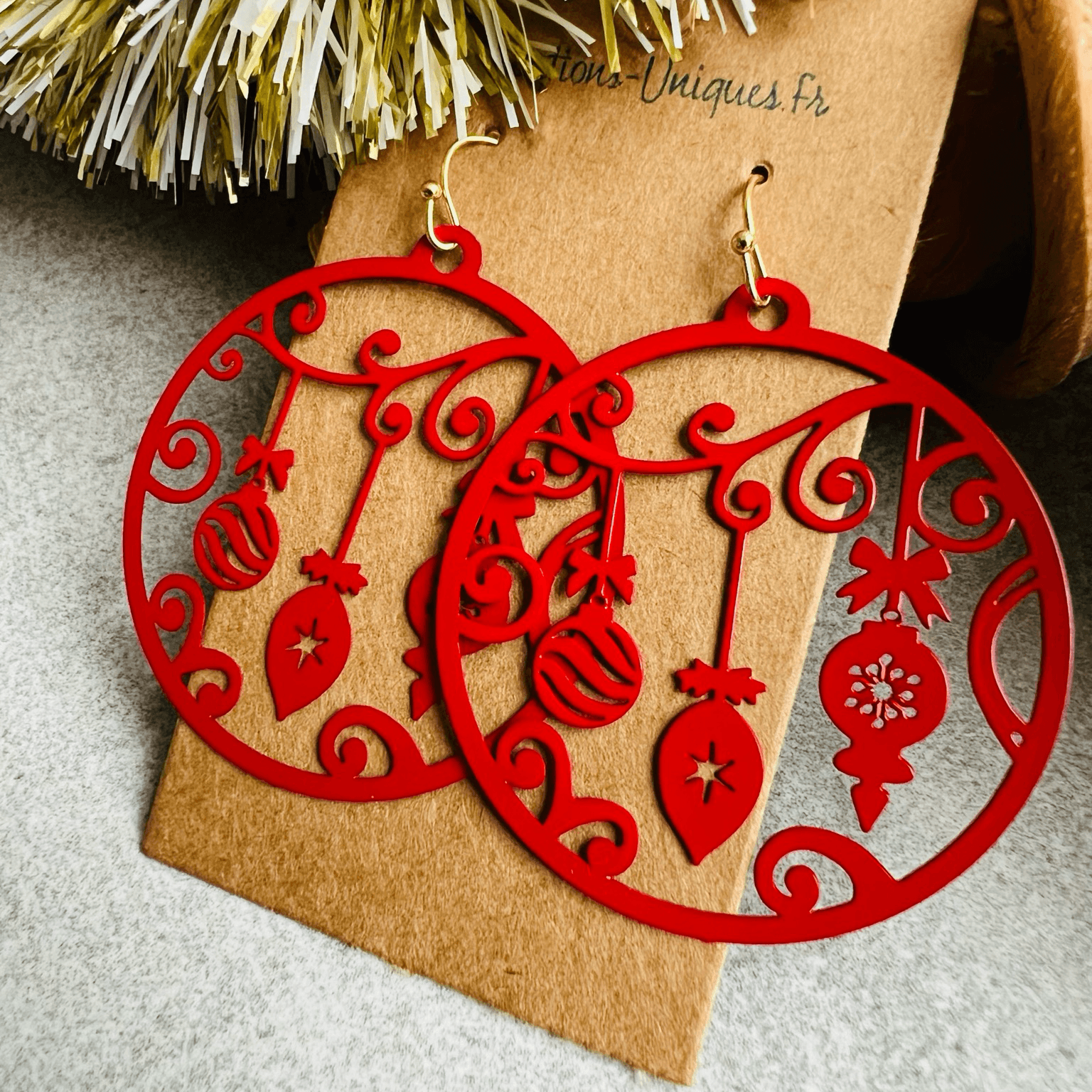 Boucles d’oreilles CARMEN thème Noël - Créations Uniques - Créations Uniques