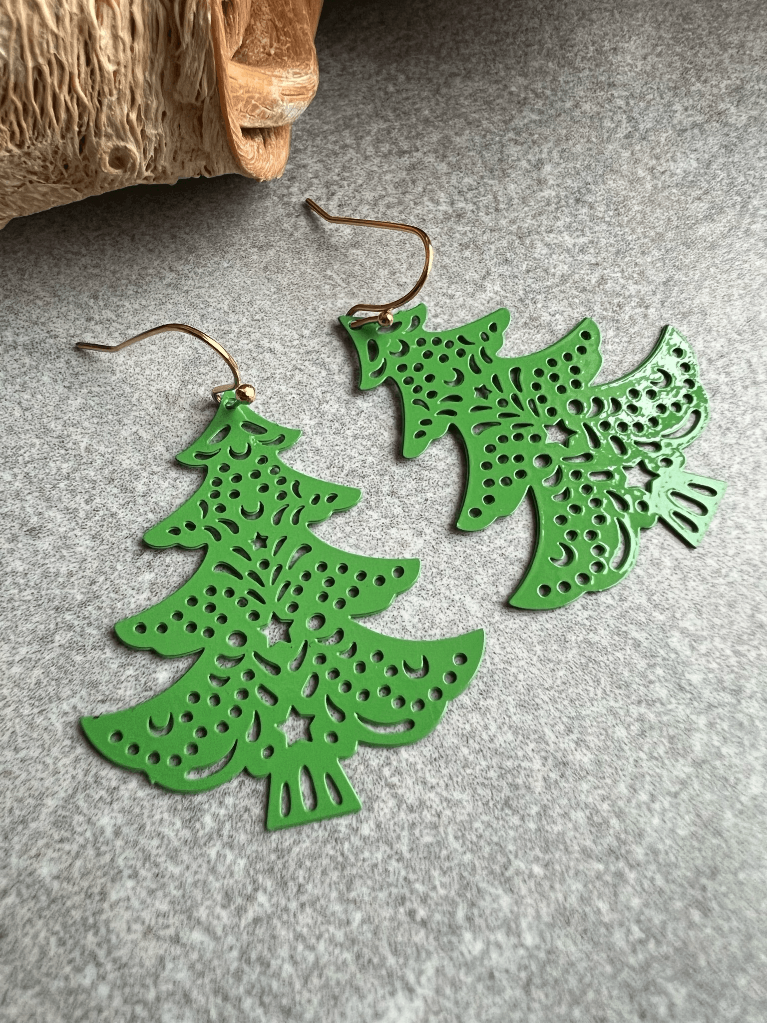 Boucles d’oreilles SAPINS verts - Créations Uniques - Créations Uniques