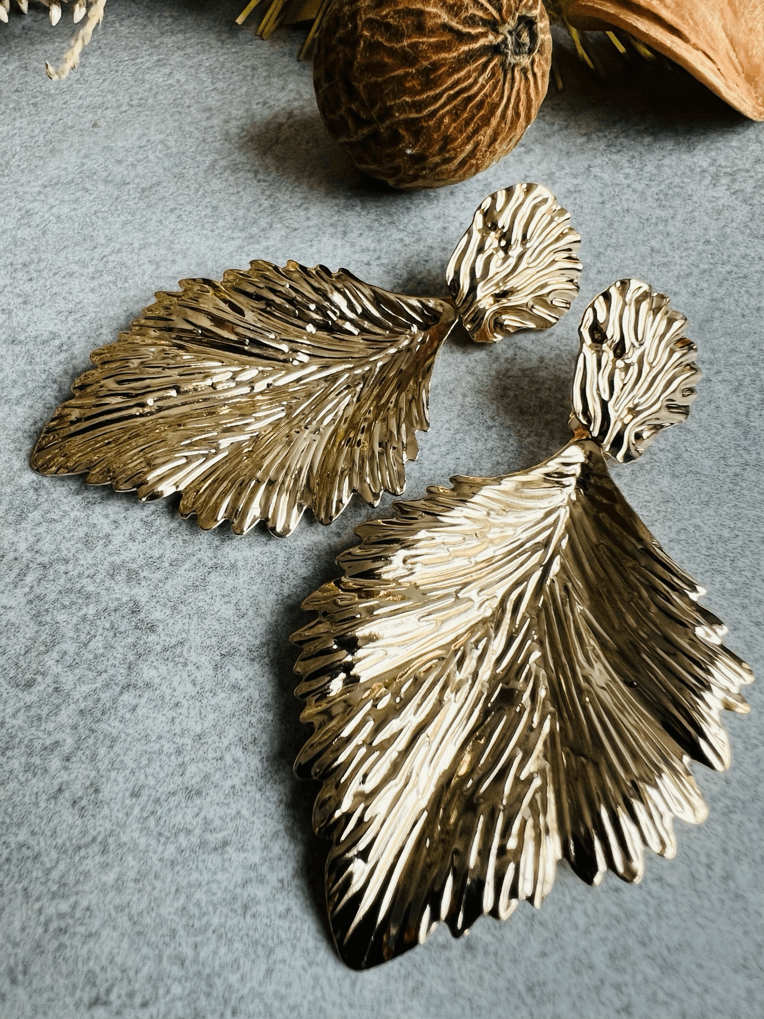 Boucles d’oreilles feuilles dorées MURIELLE - Créations Uniques