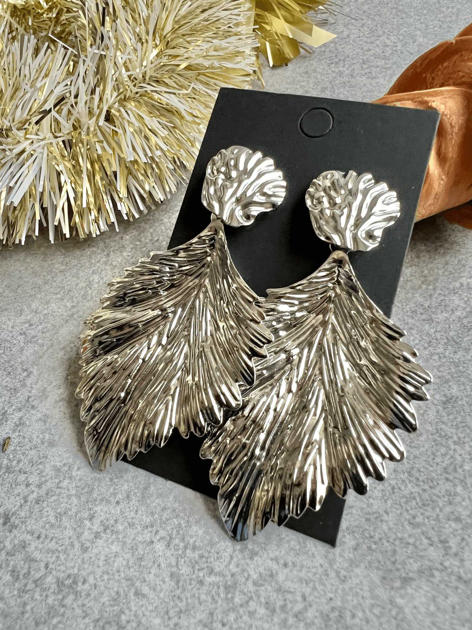 Boucles d’oreilles feuilles argentées MURIELLE - Créations Uniques