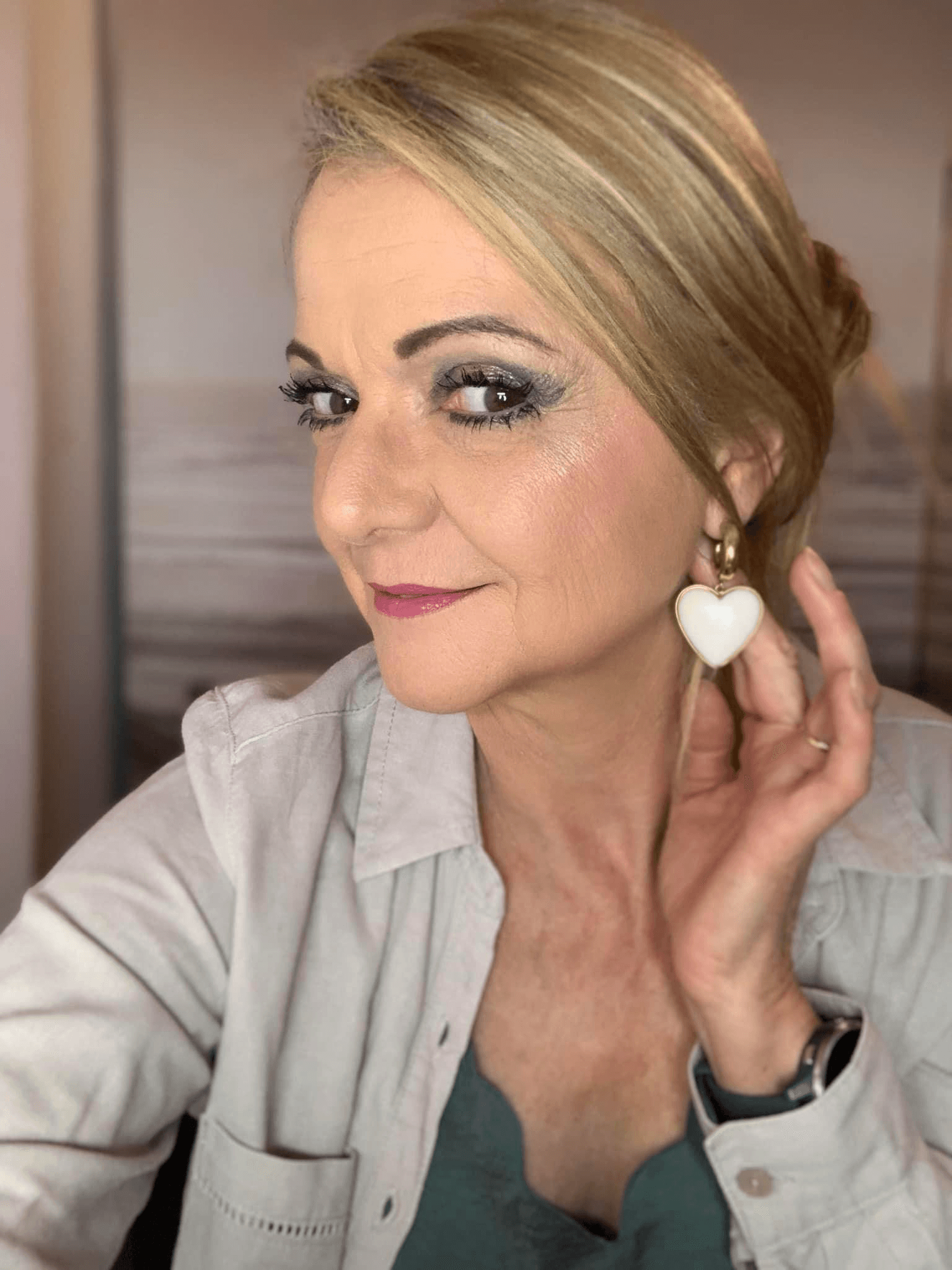 Boucles d’oreilles ADDISON Cœurs crème blanc cassé - Créations Uniques